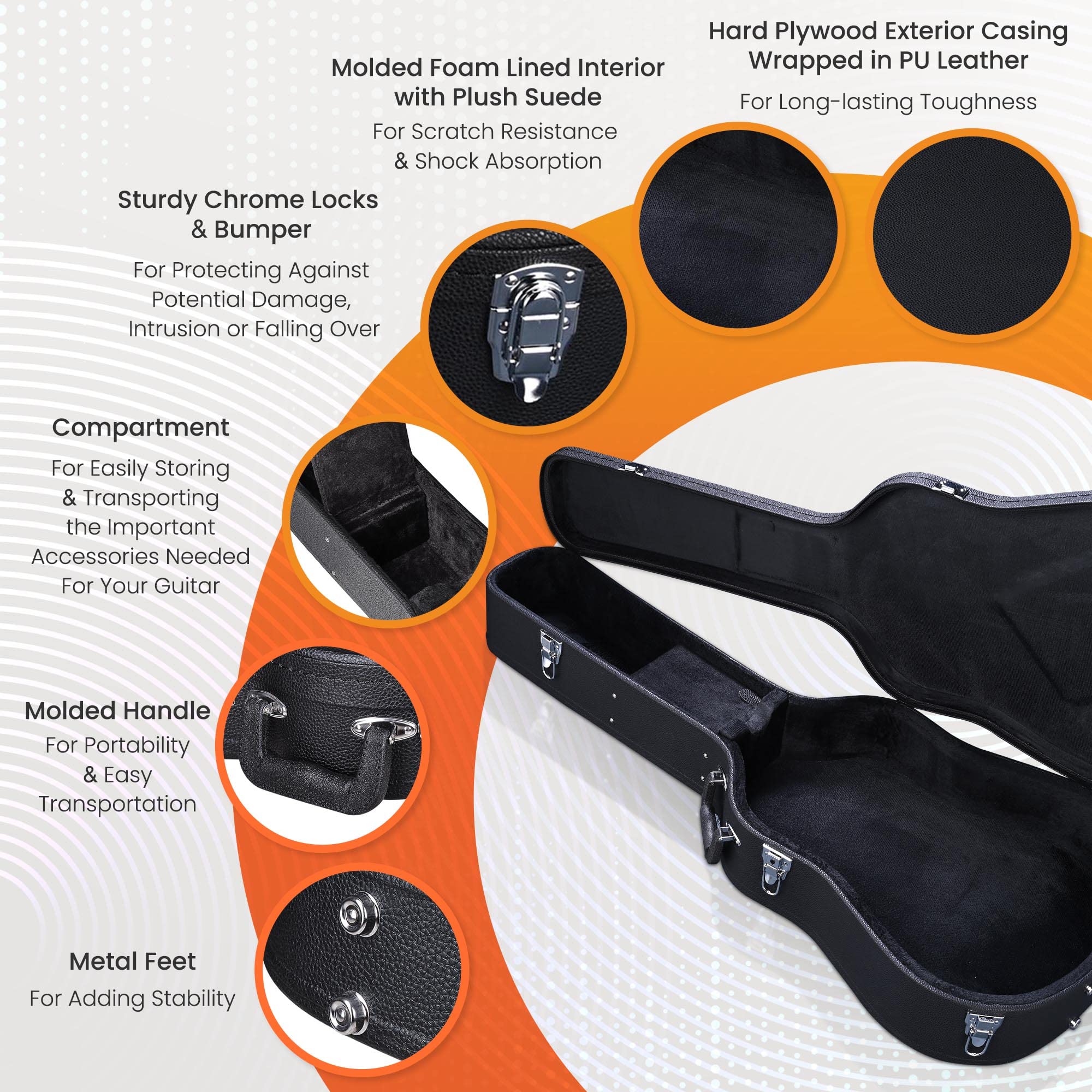 Premium AW Hard Dreadnought Acoustic Guitar Case - 41 Inch Wooden Hardshell with Lock & Accessory Compartment | Airline Approved Travel Protection | Perfect for Musicians, Performers & Frequent Flyers | Black
