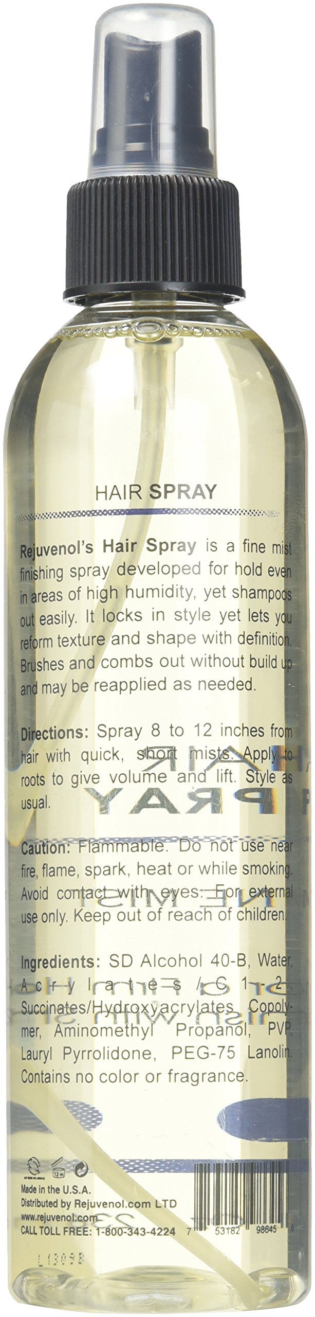 Rejuvenol Fine Mist Hair Spray for Men & Women - 8 oz | Lightweight Hold, Shine & Frizz Control - Perfect for Styling, Volume & Everyday Use