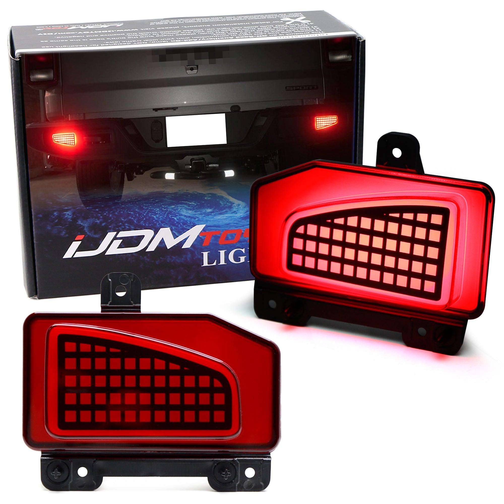 Jeep Gladiator JT LED Tail Lights - Dark Red Bumper Reflector with Sequential Turn Signals | Waterproof Brake Lights for Off-Road & Night Driving