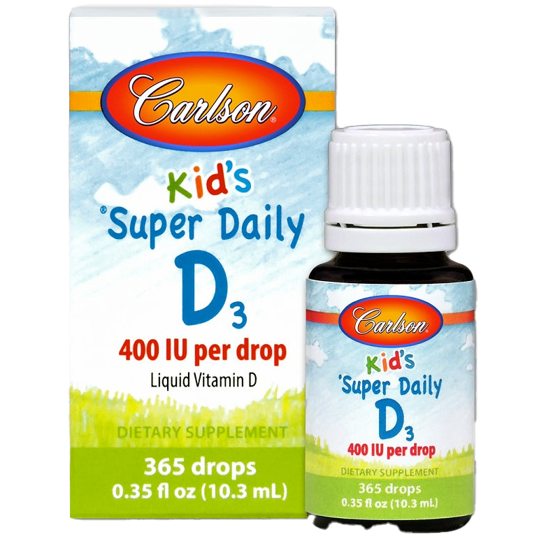 Carlson Labs Kid's Super Daily Vitamin D3 Drops, 400 IU, 10 ml - Supports Immune System & Bone Health for Children