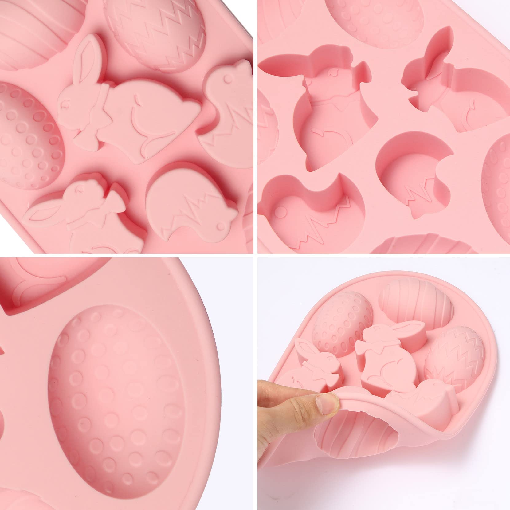 2 Pack Easter Silicone Molds - Bunny & Egg Shaped 3D Chocolate Candy Baking Molds for DIY Cake Decorations, Fondant, Biscuits & Sugar Crafts - Perfect for Easter Party Treats & Holiday Baking