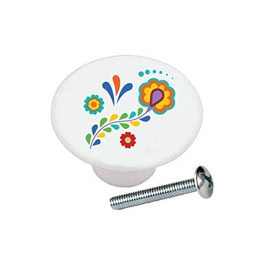 Vintage Mexican Ceramic Drawer Knobs - Handcrafted Floral Cabinet Pulls for Dressers & Cabinets - Perfect for Boho, Farmhouse & Eclectic Home Decor