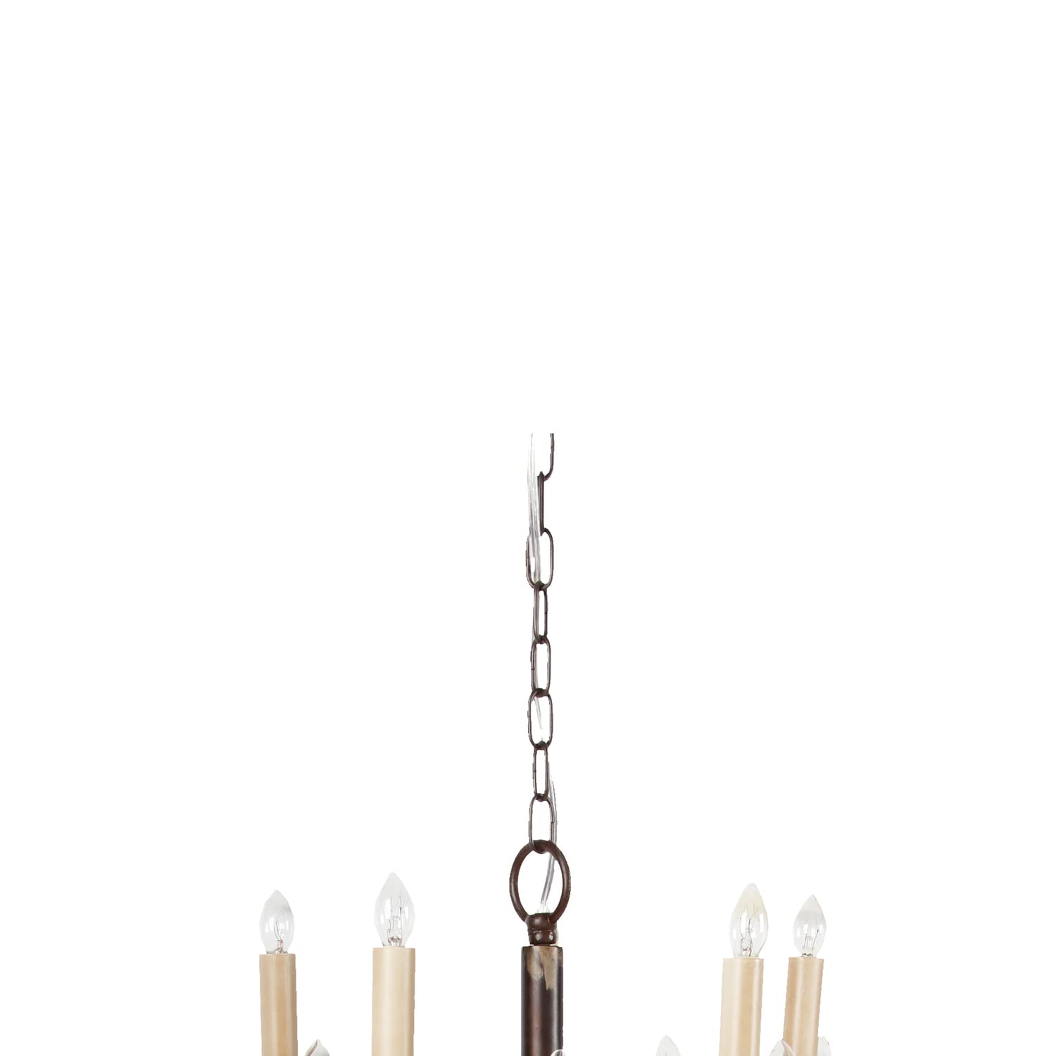 Benzara BM187943 Traditional Decorative Metal Chandelier with Multiple Candles - Bronze & Cream Finish - Perfect for Dining Room, Living Room, or Bedroom Lighting