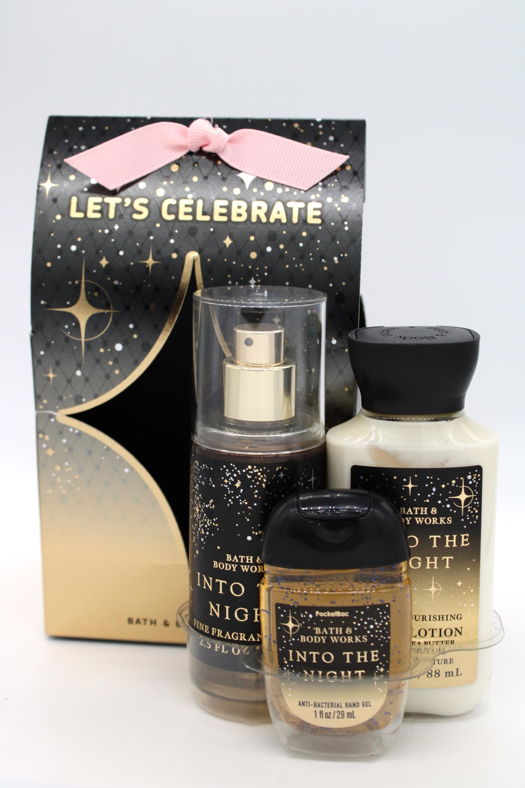 Into the Night (Let's Celebrate) 3-Piece Travel Size Bath & Body Gift Set - Perfect for Holidays, Birthdays & Spa Nights