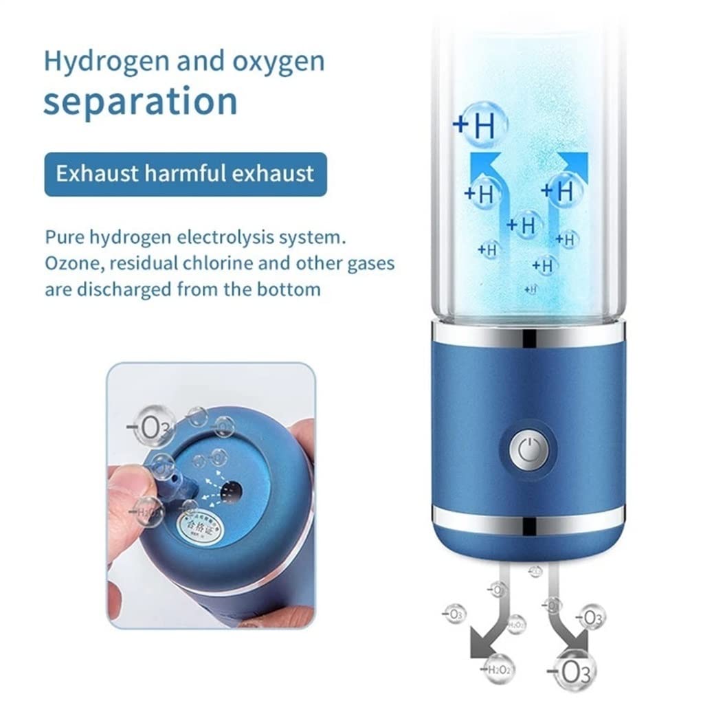 Premium Rechargeable Hydrogen Water Bottle with SPE PEM Technology - Portable Hydrogen Generator & Ionizer for Healthy Hydration - Includes Inhaler Adapter (Blue) - Perfect for Gym, Travel & Daily Detox