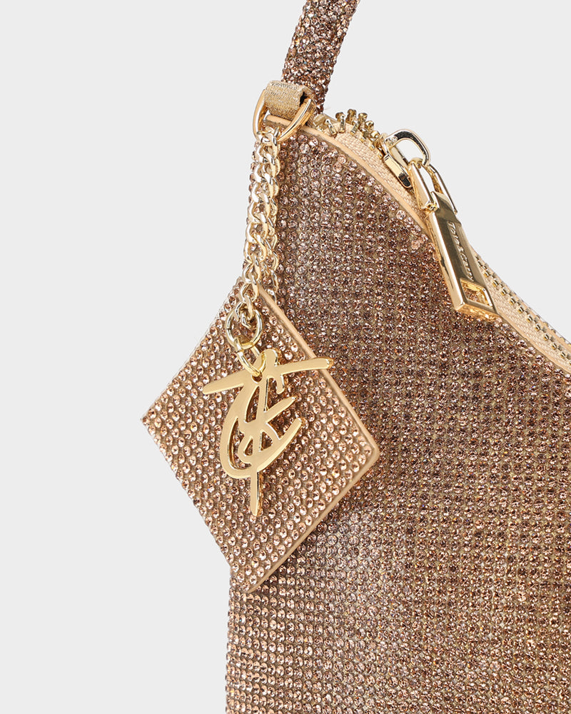 Sparkly Gold Crescent Moon Crossbody Bag for Women - Perfect for Parties, Concerts & Night Out