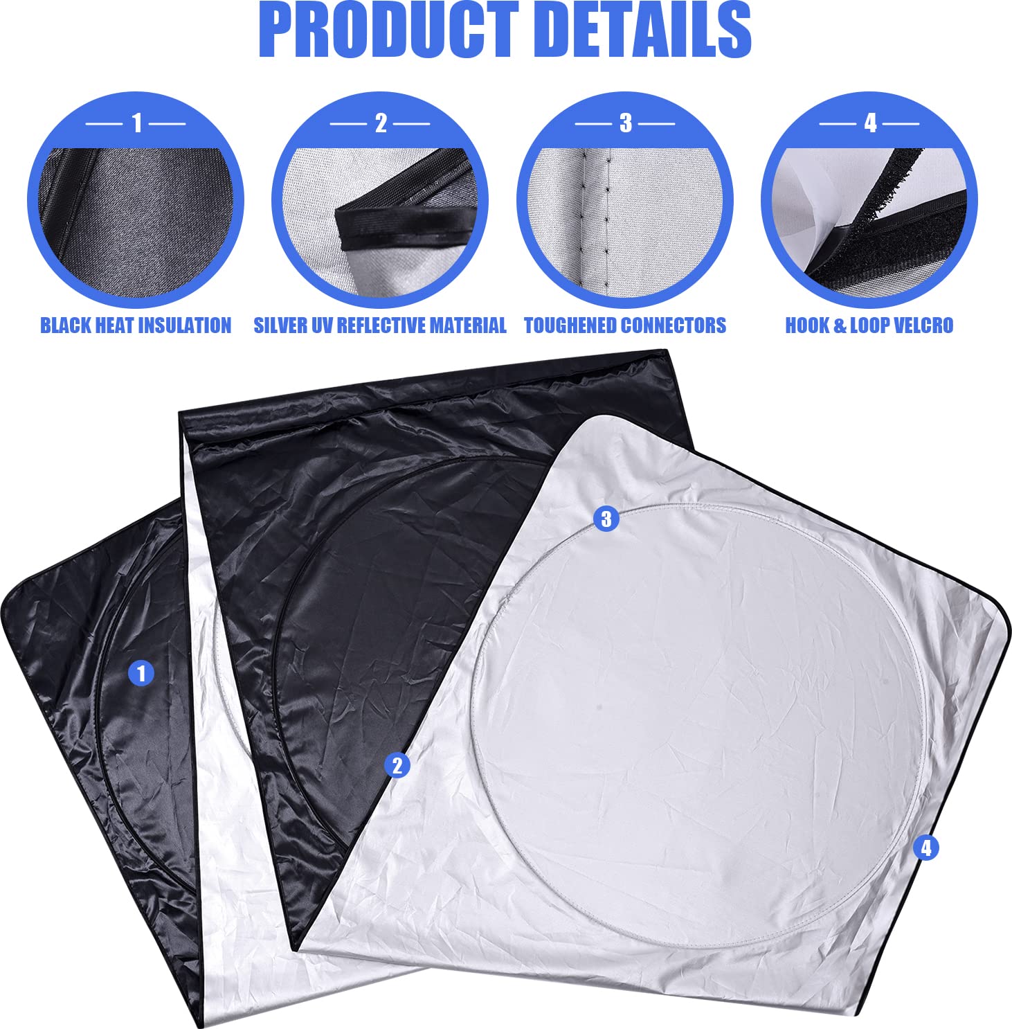 240T Semi-Truck Windshield & Side Window Sun Shade - Maximum UV & Heat Protection for Semi, Commercial, RV & Big Rig Trucks - Perfect for Long-Haul Driving & Parking in Direct Sunlight