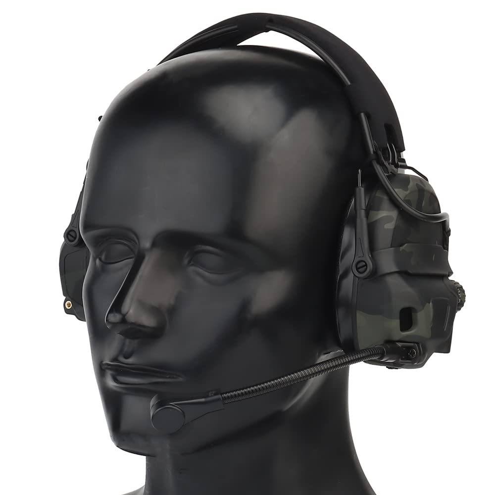 Tactical Headset for Hunting & Shooting - Noise Cancelling Headphones Compatible with OPS Core ARC & Wendy Helmets - 2-in-1 GEN 6 Head Mounted Earmuffs - Perfect for Outdoor Sports, Military Training & Range Shooting