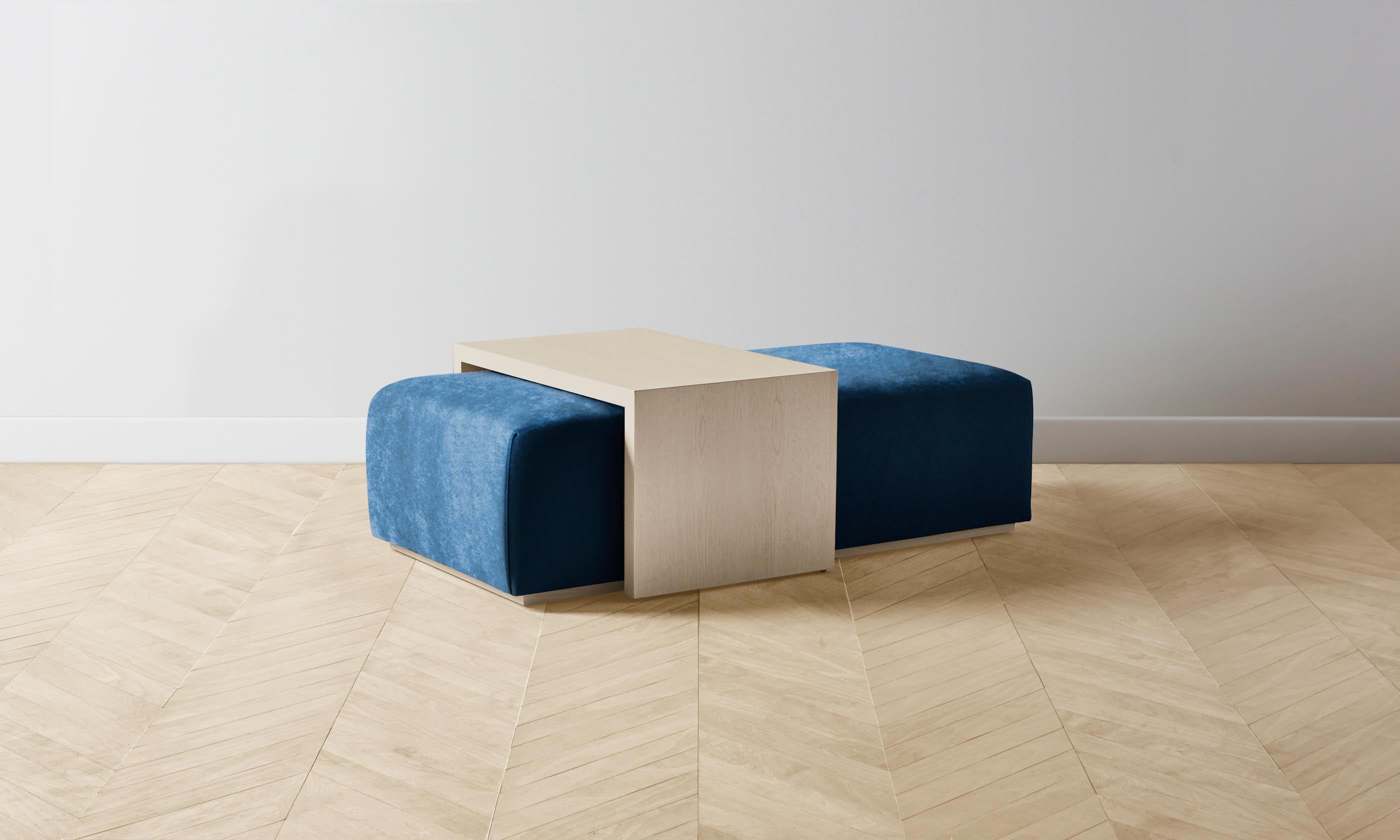 The Bowery Ottoman - Luxe Performance Velvet in Sapphire Blue | Perfect for Living Room, Bedroom & Home Decor