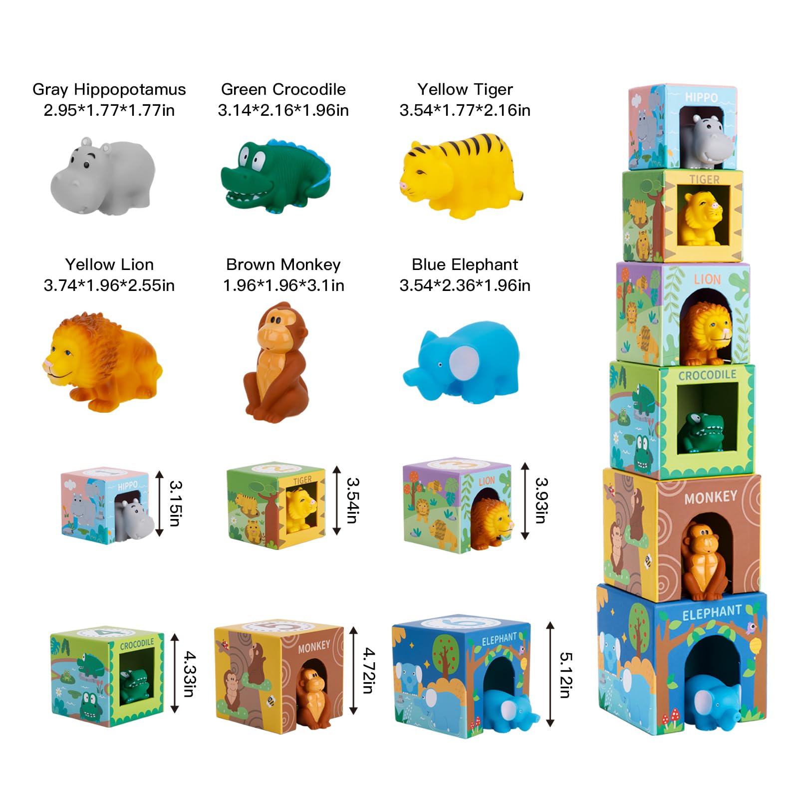 Soft Safari Animal Stacking & Sorting Toys for Toddlers 1-3 Years - Montessori Learning Blocks with Numbers, Bath & Nesting Play for Babies 12-18 Months - Perfect Educational Gift for 1 2 3 Year Old Boys & Girls - Ideal for Preschool Learning, Bathtime Fun & Early Math Development