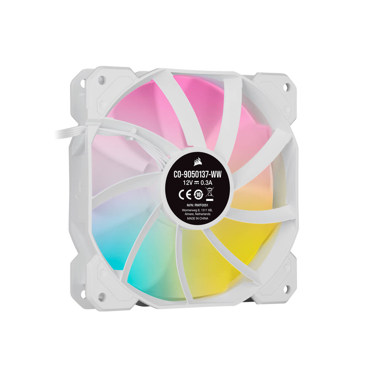 Corsair iCUE SP120 RGB ELITE White 120mm PWM Cooling Fan Quad Pack with Lighting Node - High Performance PC Case Fans for Gaming Rigs & PC Builds