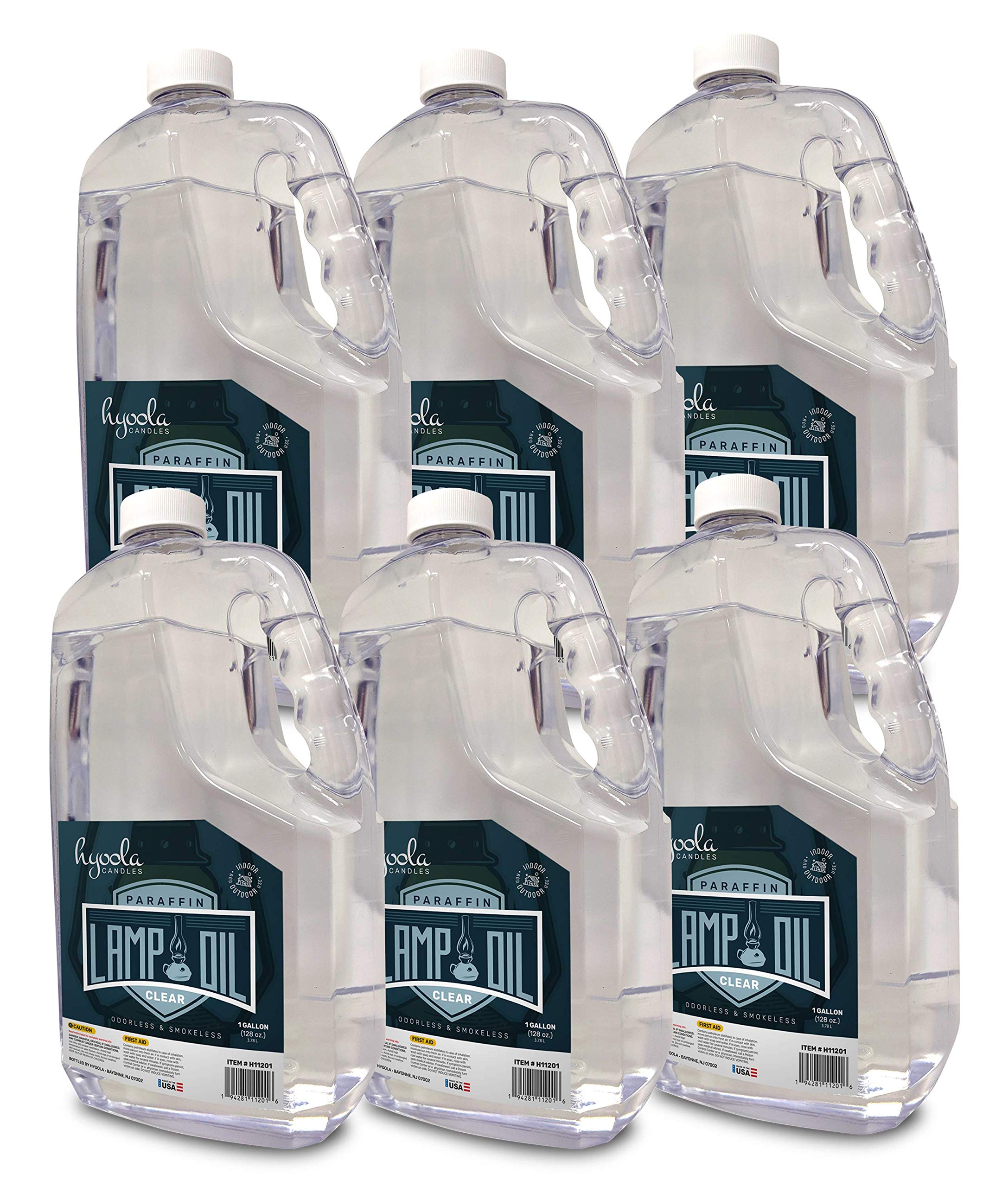 HYOOLA 1-Gallon Liquid Paraffin Lamp Oil - Ultra Clean Burning, Smokeless & Odorless Fuel for Indoor/Outdoor Lamps, Lanterns & Heaters - Highest Purity Lamp Oil (6 Pack) - Perfect for Emergency Lighting, Camping & Decorative Ambiance