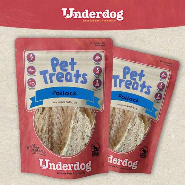 Underdog Pollock Air Dried Dog Treats 80g - Natural Single Ingredient Dog Chews for Small & Large Dogs - Perfect for Training Rewards and Dental Health