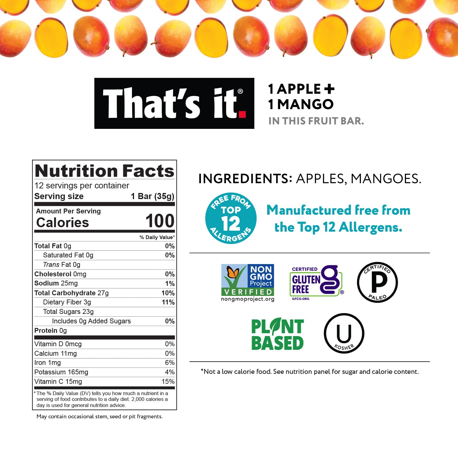 That's It. Variety Pack 100% Natural Real Fruit Bars - High Fiber Vegan Snacks, Gluten Free, Paleo Friendly, Non-GMO, No Added Sugar or Preservatives - Healthy Energy Food for Kids & Adults (12 Pack) - Perfect for School Lunches, Office Snacks, Hiking & Travel