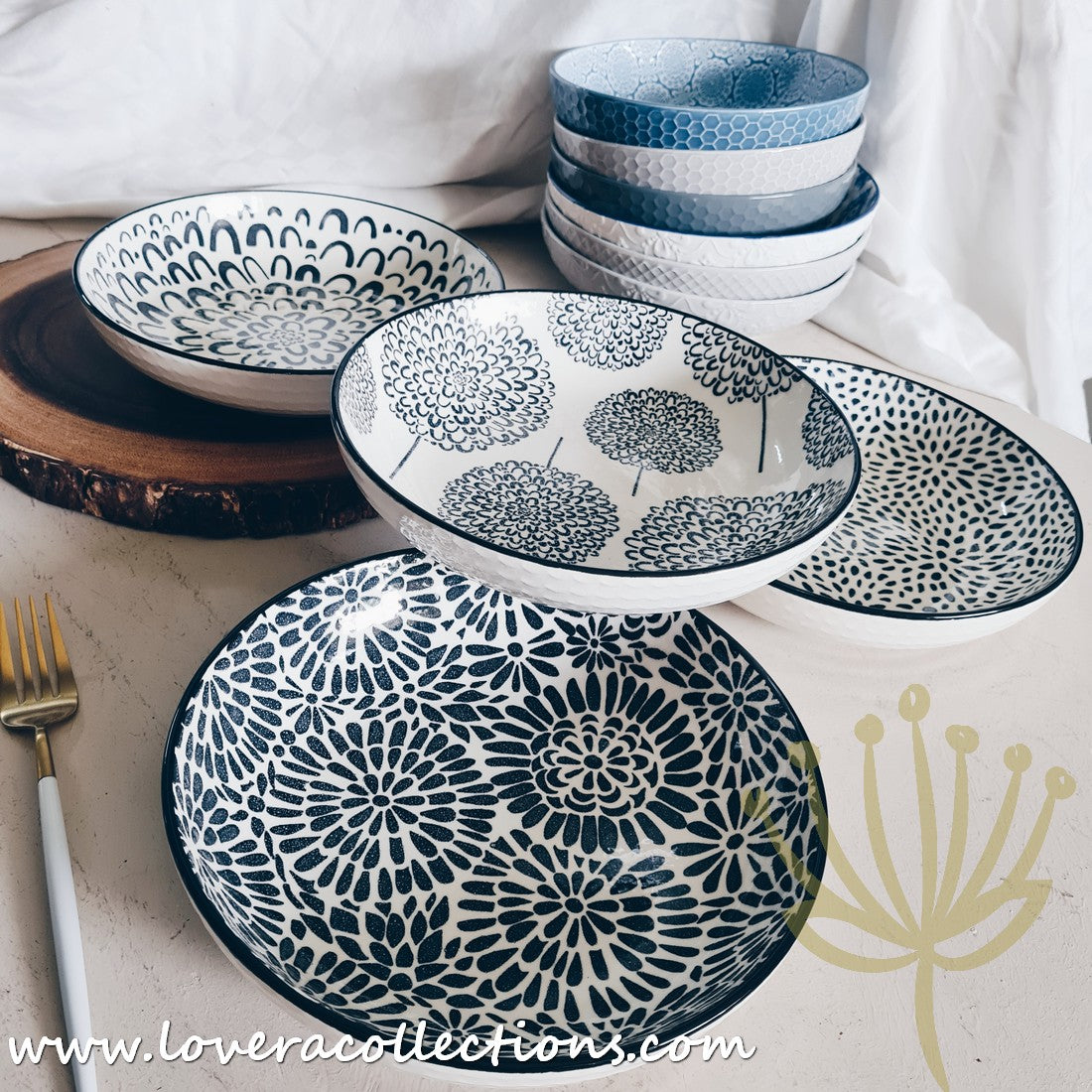 White Waves Assorted Prints Pasta Dish Set - 50% Off + Buy 1 Get 1 Free - Perfect for Dinner Parties & Italian-Themed Decor
