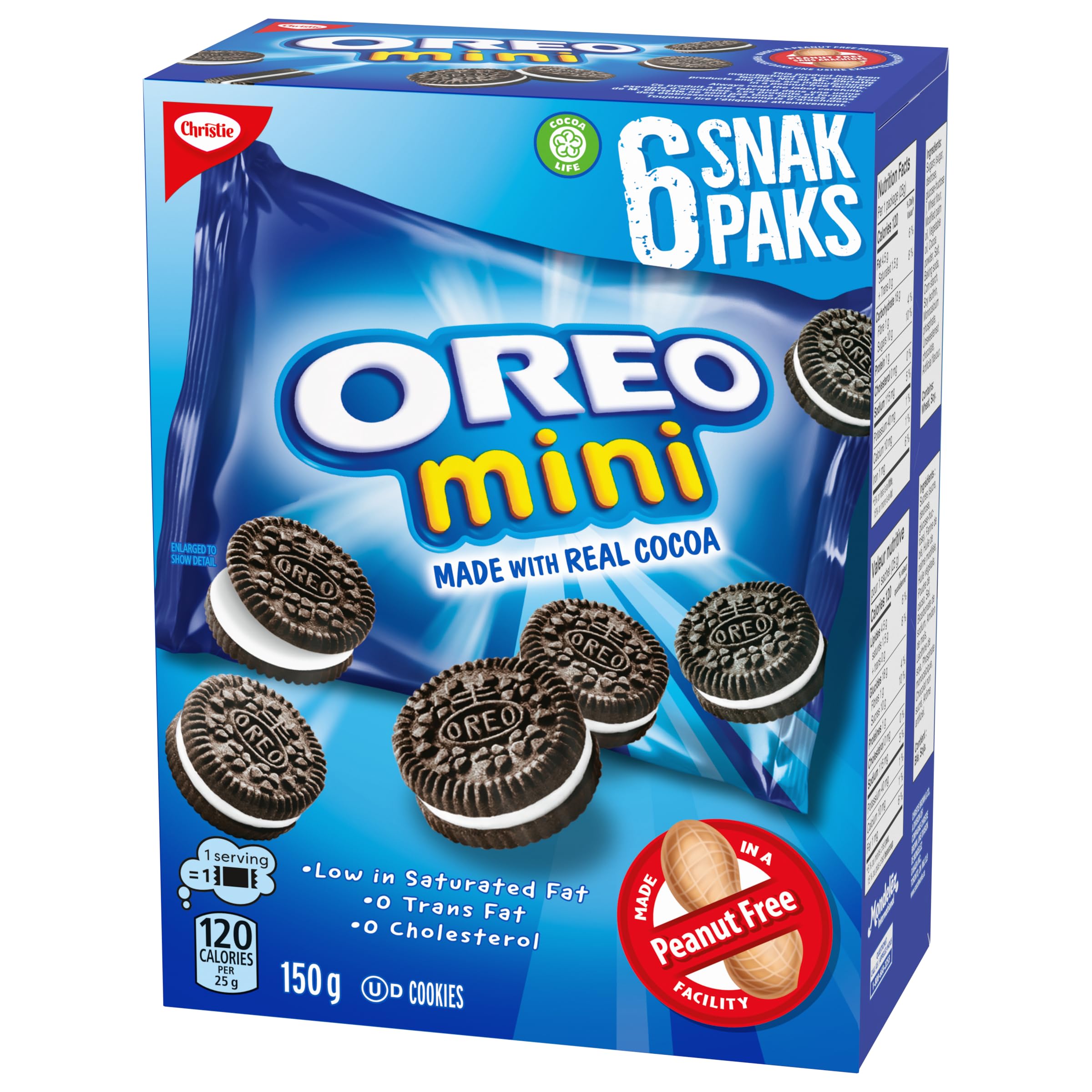 OREO Mini Original Chocolate Sandwich Cookies - Peanut-Free, Individually Wrapped Snack Packs (150g) - Perfect for School Lunches, Office Snacks & On-the-Go Treats