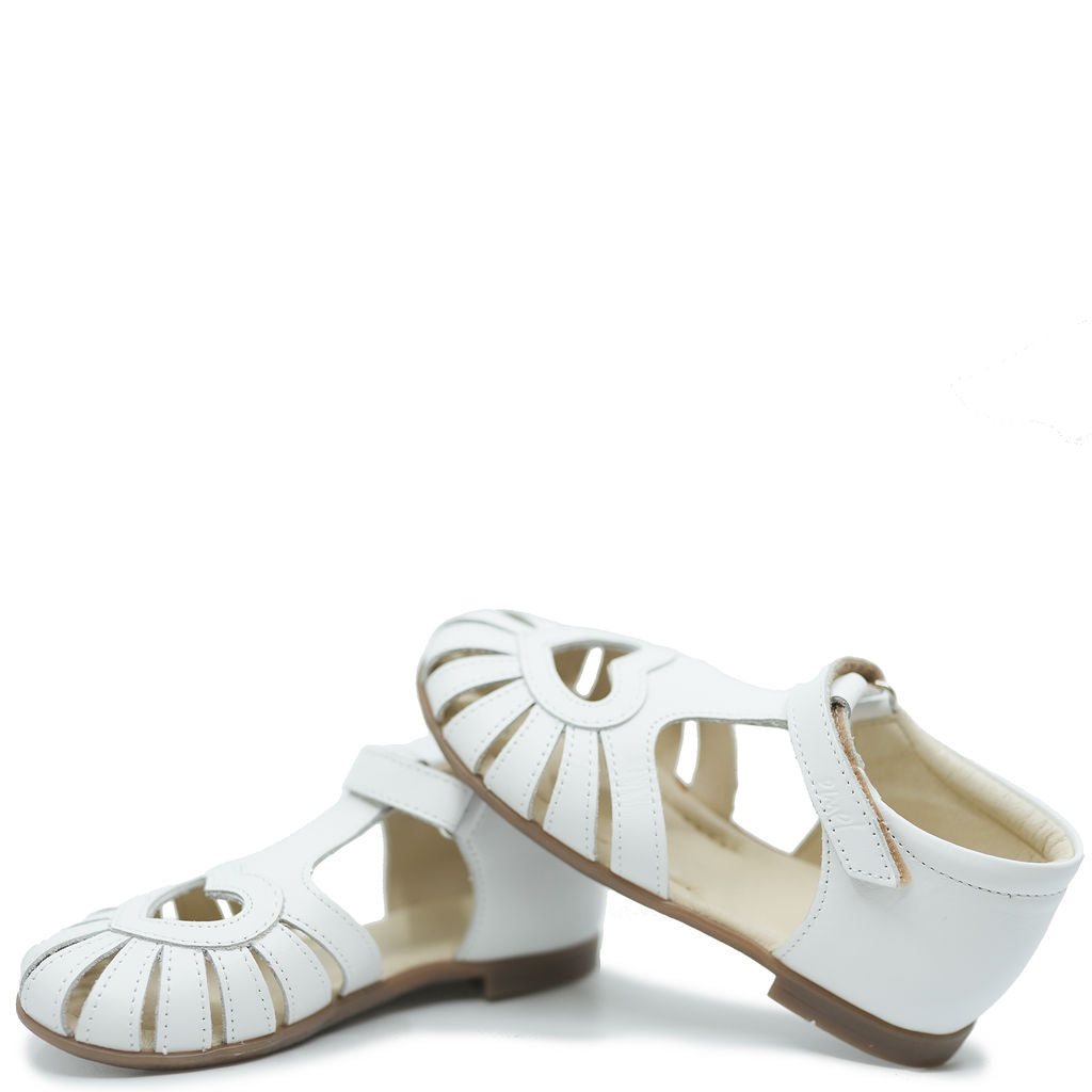 Emel White Heart Closed Toe Sandals for Women - Comfortable Summer Casual Shoes for Beach, Vacation & Everyday Wear