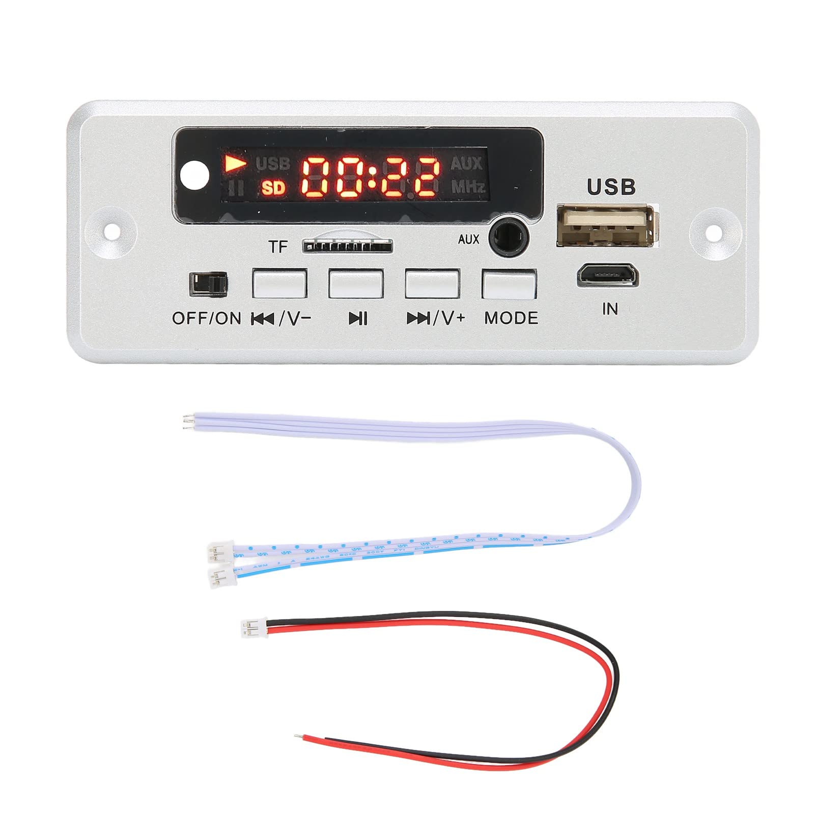 Ciciglow USB MP3 Decoder Board - 12V Car Stereo Bluetooth Module with Built-in 2x5W Amplifier, FM Radio & Memory Function (Silver) | Perfect for Car Audio Upgrades & DIY Music Projects