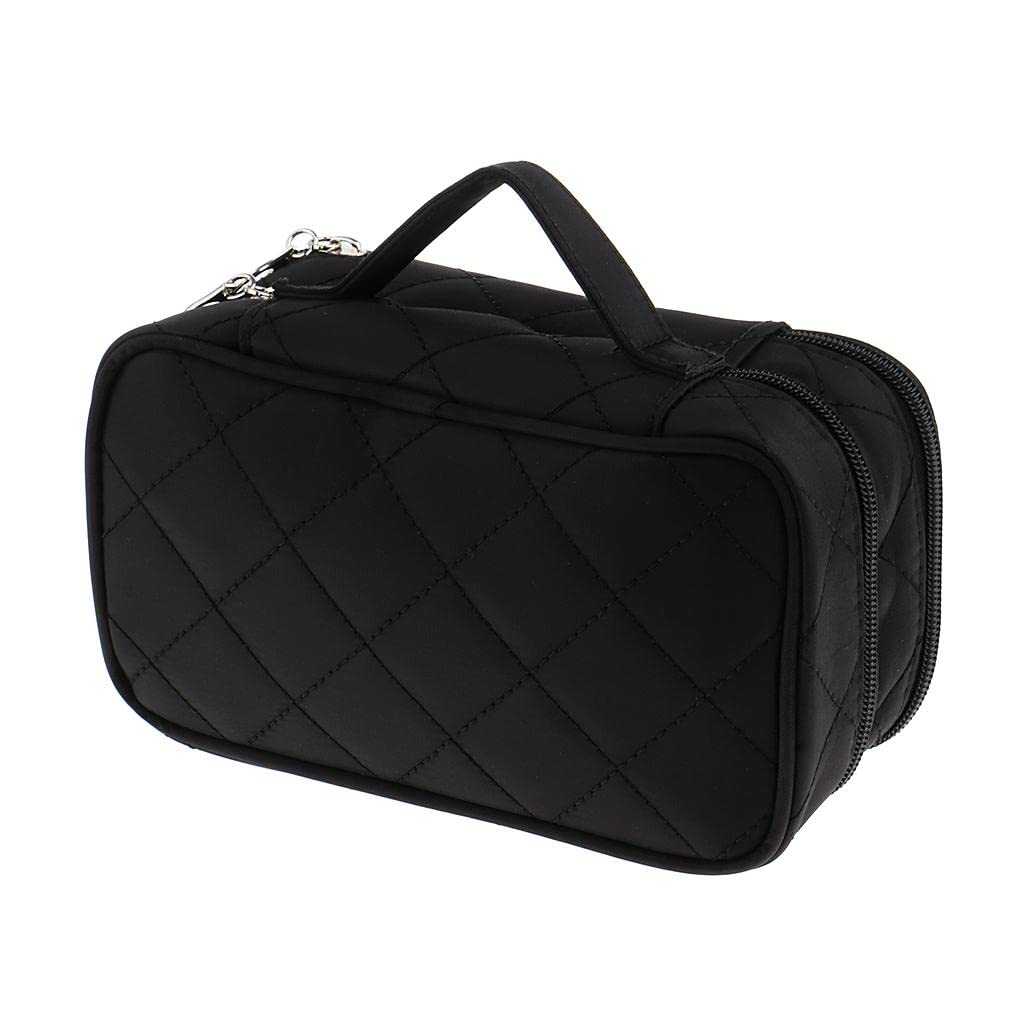 Losa 2-Layer Waterproof Travel Cosmetic Bag - Makeup Organizer & Toiletry Pouch for Women (Black) | Perfect for Vacation, Gym, Business Trips & Daily Essentials Storage
