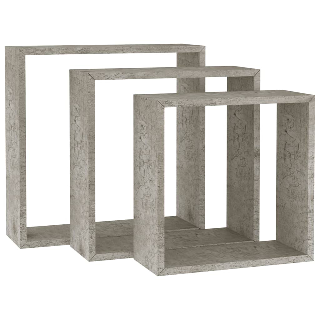 Concrete Gray Floating Shelf Wall Mount - Set of 3 Wall Shelves for Bedroom, Living Room, Bathroom, Kitchen & Office Storage | Space-Saving Home Organization & Decorative Display Solution
