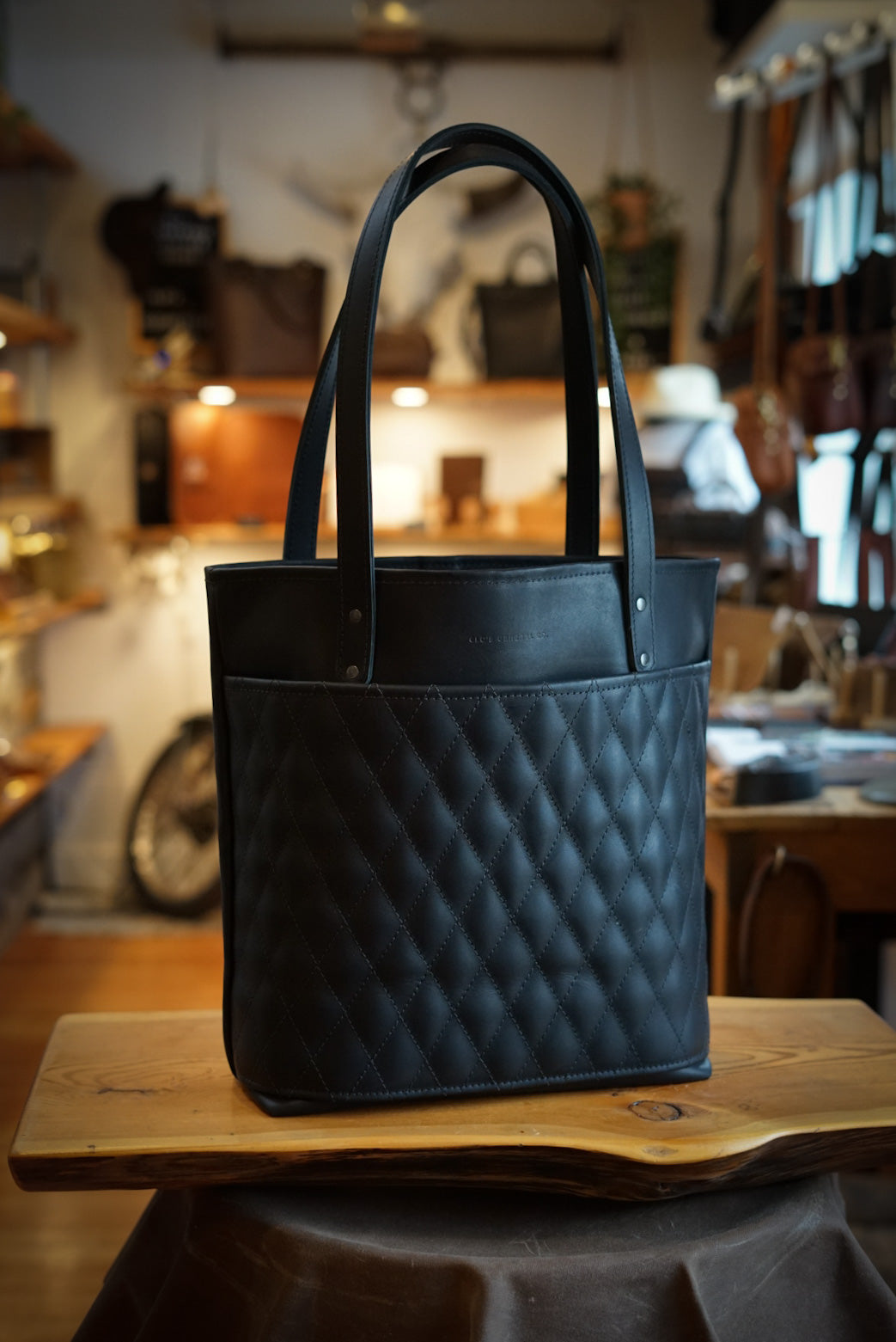 Premium Diamond Stitch Tote Bag - Flat Black - Stylish & Durable Shopping Bag for Women - Perfect for Groceries, Beach, Work & Travel