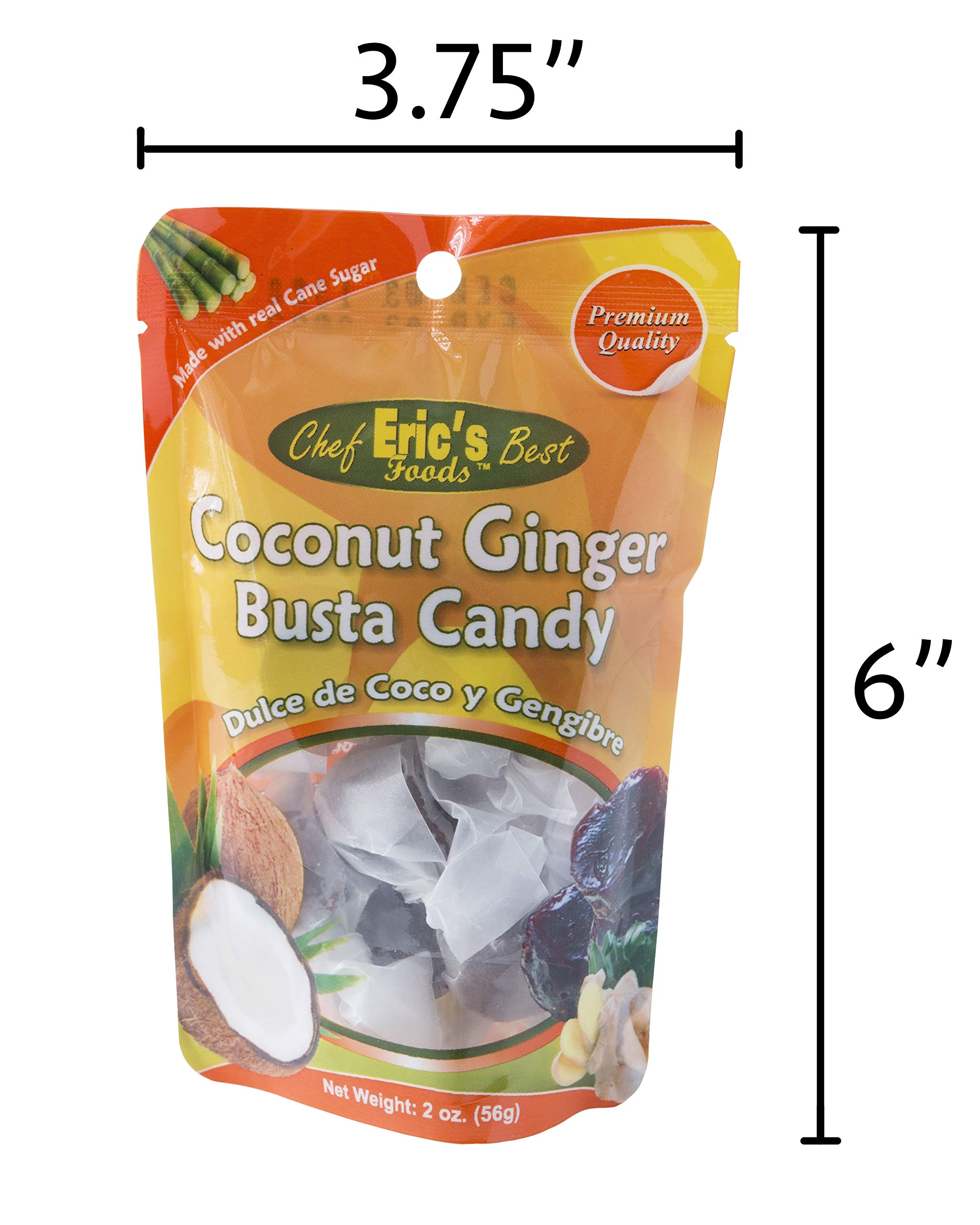 Chef Eric's Coconut Ginger Busta Candy - Authentic Jamaican Candy (2 oz Pack of 3) - Perfect for Snacking, Gifts & Caribbean Flavor Lovers