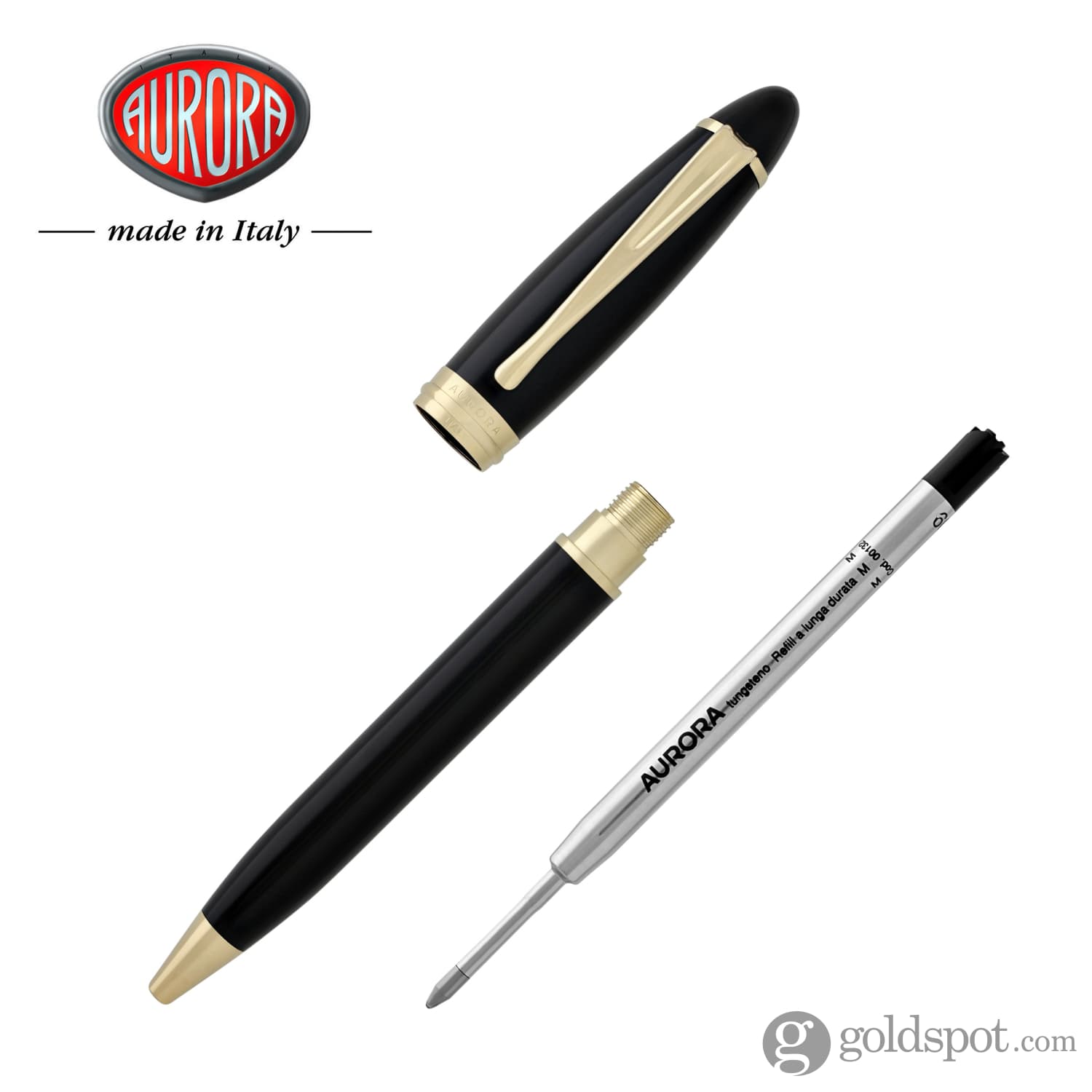 Aurora Ipsilon Black Resin Ballpoint Pen - Premium Writing Instrument for Office, Business & Gift Giving