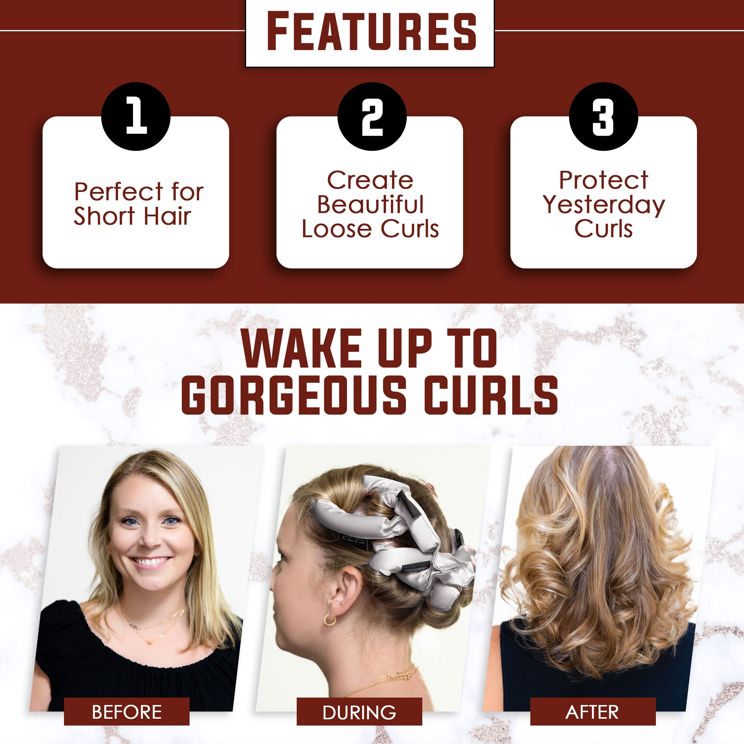 Heatless Hair Curling Set - 6Pc Silk Flexi Rods with Headband for Overnight Long Lasting Curls | No Heat Hair Styling Tools for Natural Waves | Perfect for Home, Travel & Special Occasions (Royal Black)
