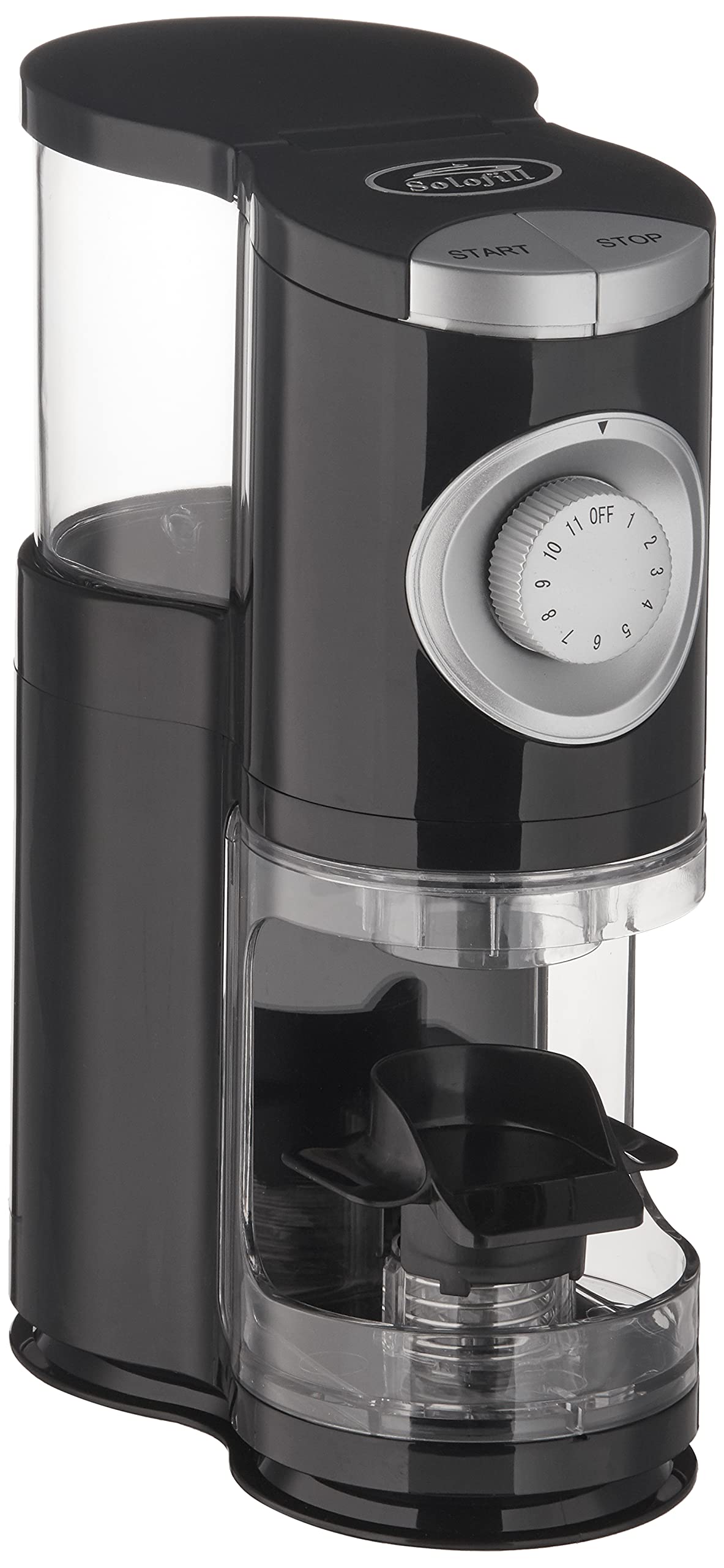 Solofill SOLOGRIND 2-in-1 Automatic Single Serve Coffee Burr Grinder for Coffee Pods - Black - Perfect for Keurig K-Cup & Nespresso Capsules - Compact & Quiet for Home or Office Use