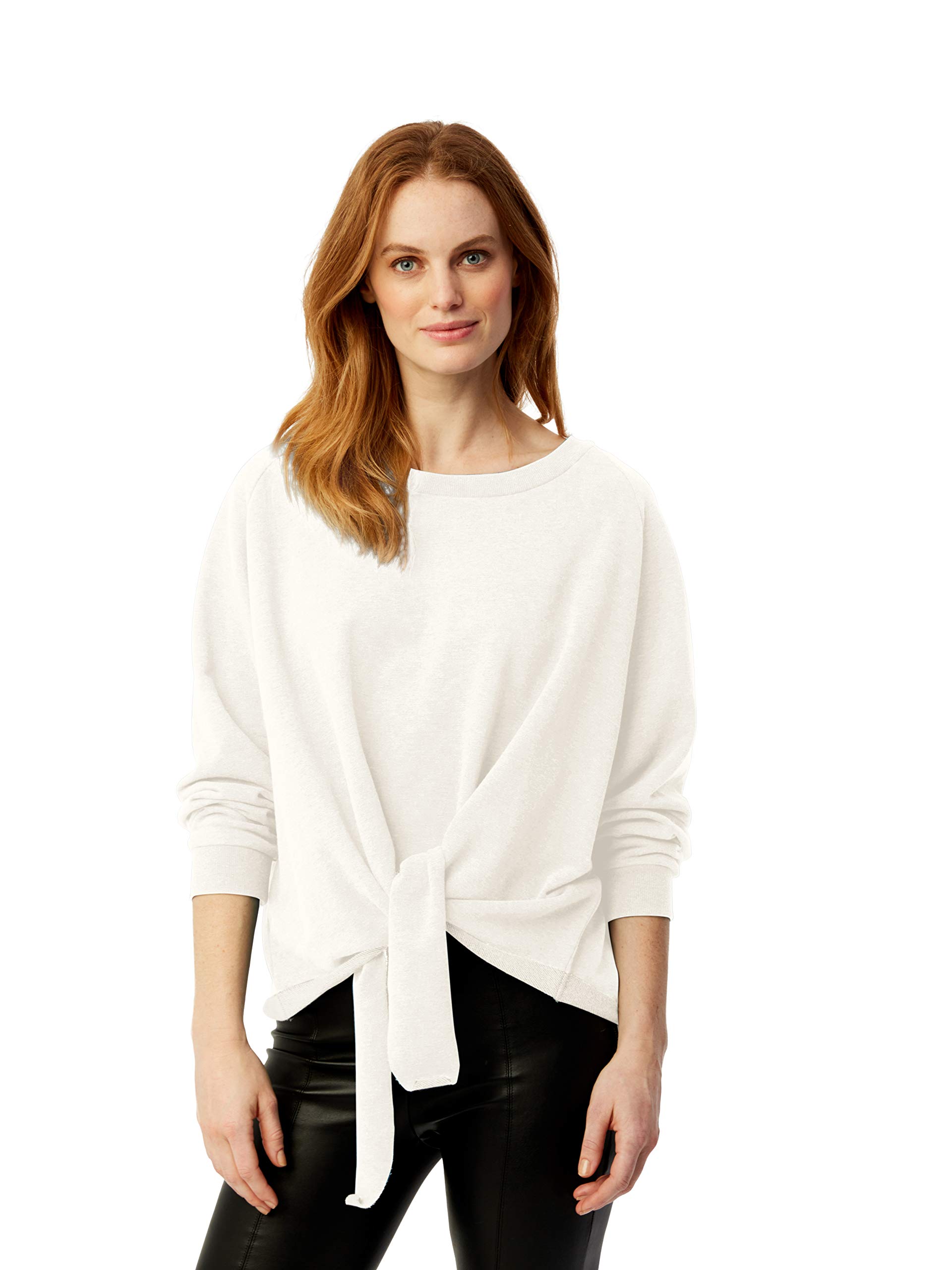 525 America Women's French Terry Tie Front Oversized Sweatshirt | Cozy Casual Pullover | Perfect for Lounge Wear, Weekend Outings & Fall Layering
