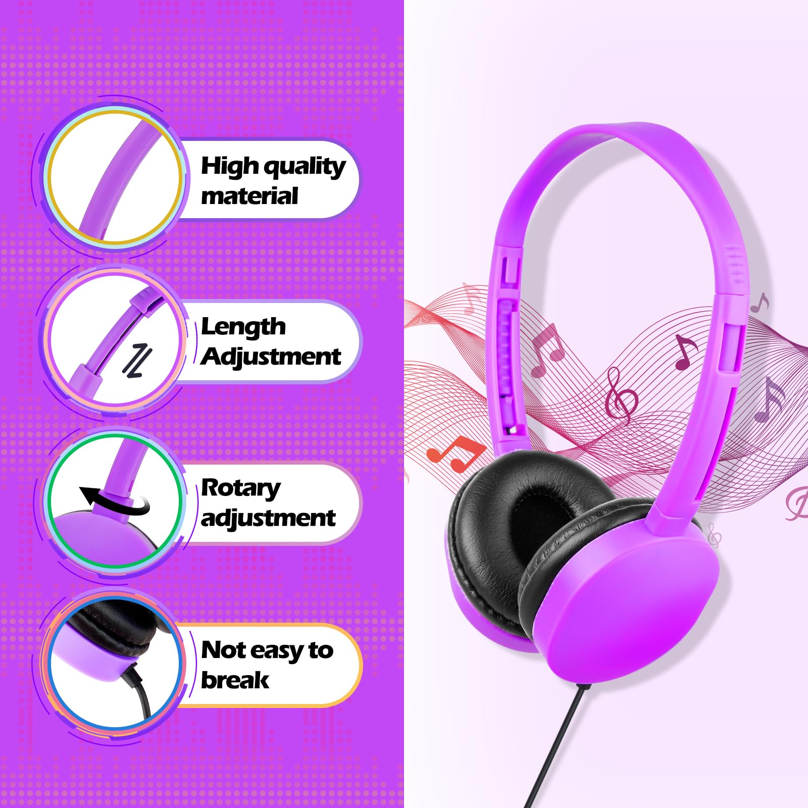 15 Pack Kids Headphones Bulk - Noise Reducing Classroom Headphones for Students, Toddlers, Boys & Girls - Multi Color Wired Earphones for School, Online Learning & Computer Use