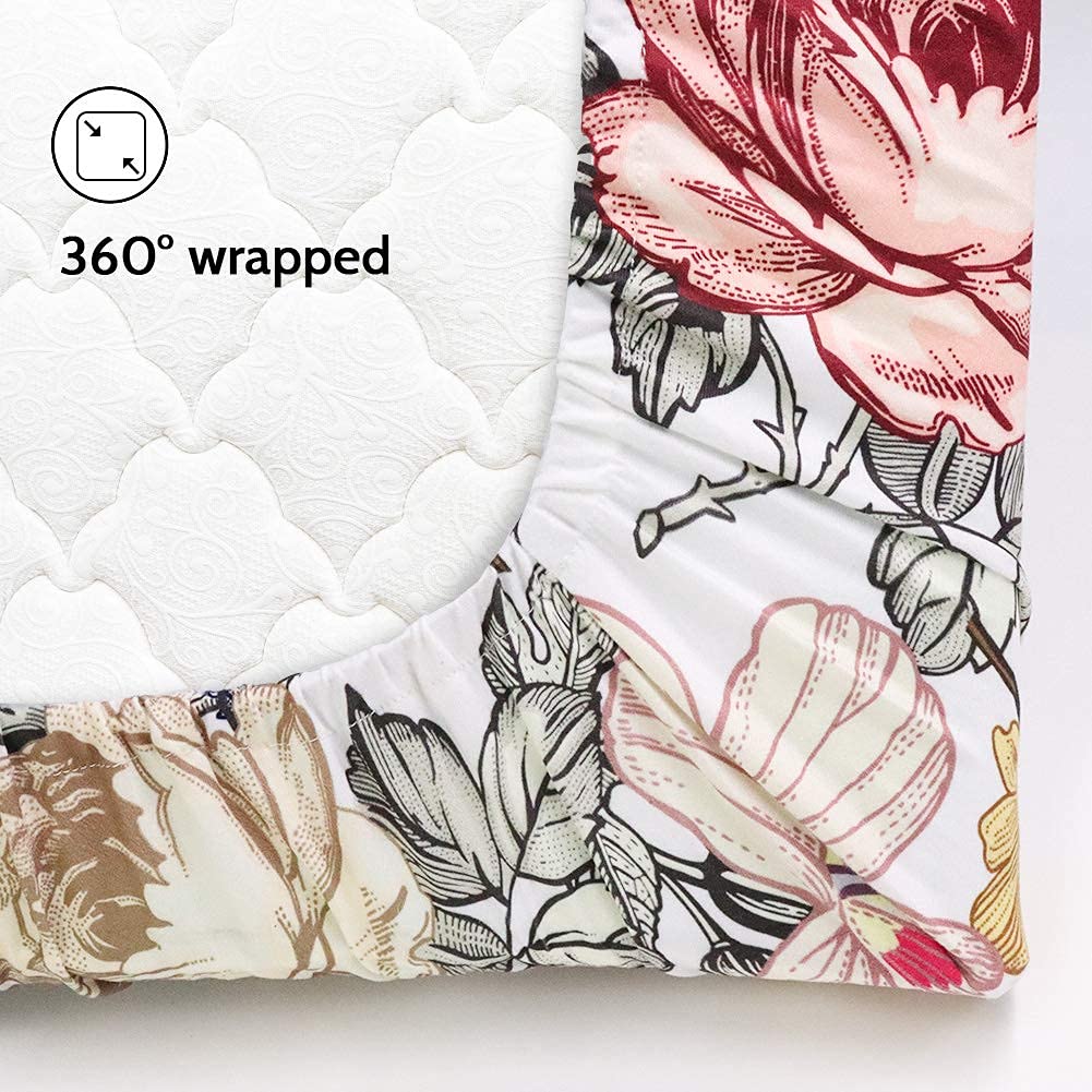 Soft Floral Crib Sheet & Car Seat Cover - Breathable Baby Bedding & Stroller Accessories for Nursery, Travel, and On-the-Go Comfort