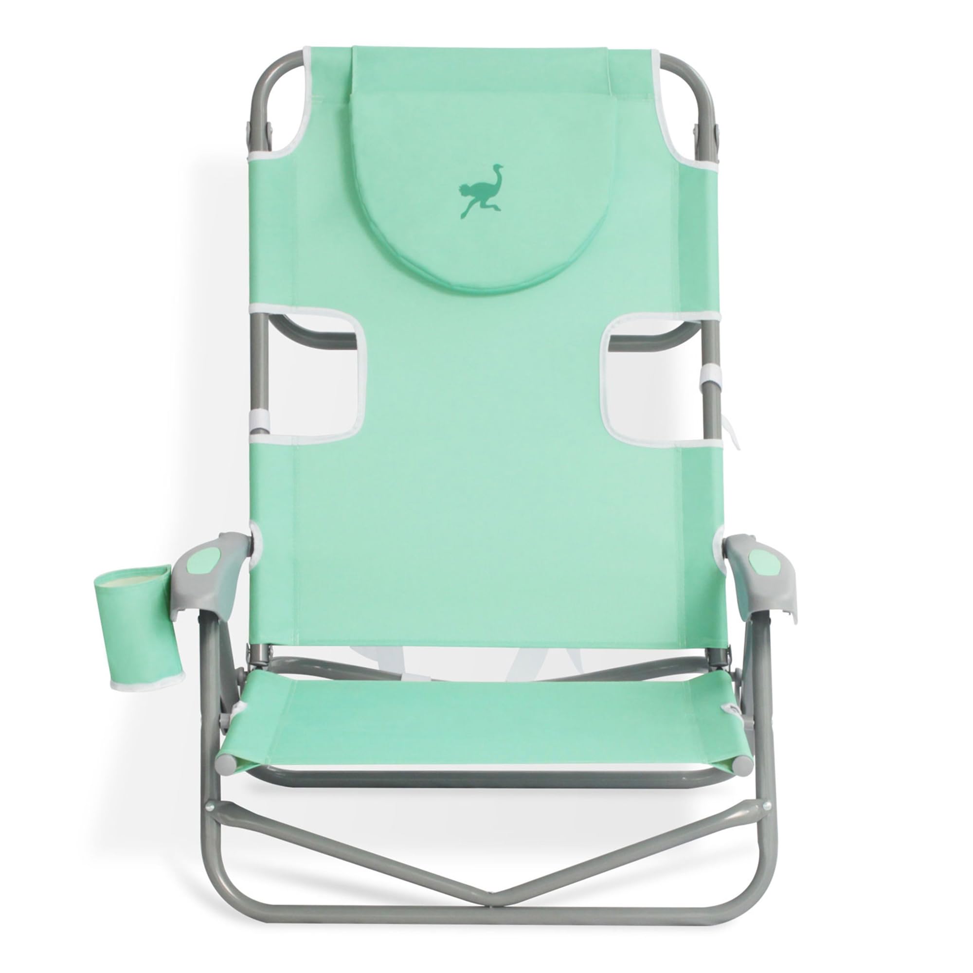 Adjustable Ostrich On Your Back Beach Chair with Face Hole - Portable Lounge Chair with Cup Holder for Tanning, Reading & Relaxing | Heavy Duty Lay Flat Tanning Chair for Adults | Perfect for Beach, Poolside, Backyard & Outdoor Use (Teal)