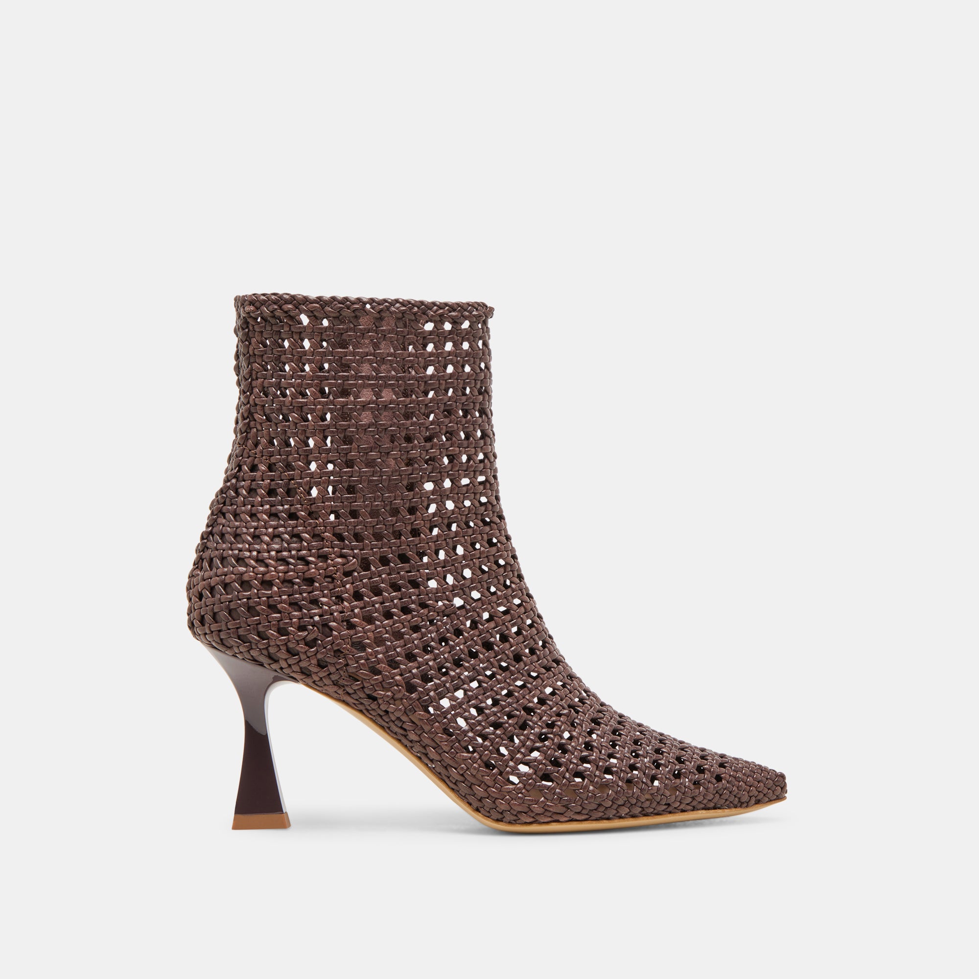 LONNI Women's DK Brown Woven Leather Booties - Comfortable Ankle Boots for Fall & Winter Fashion | Casual Outfits, Office Wear & Date Night Shoes