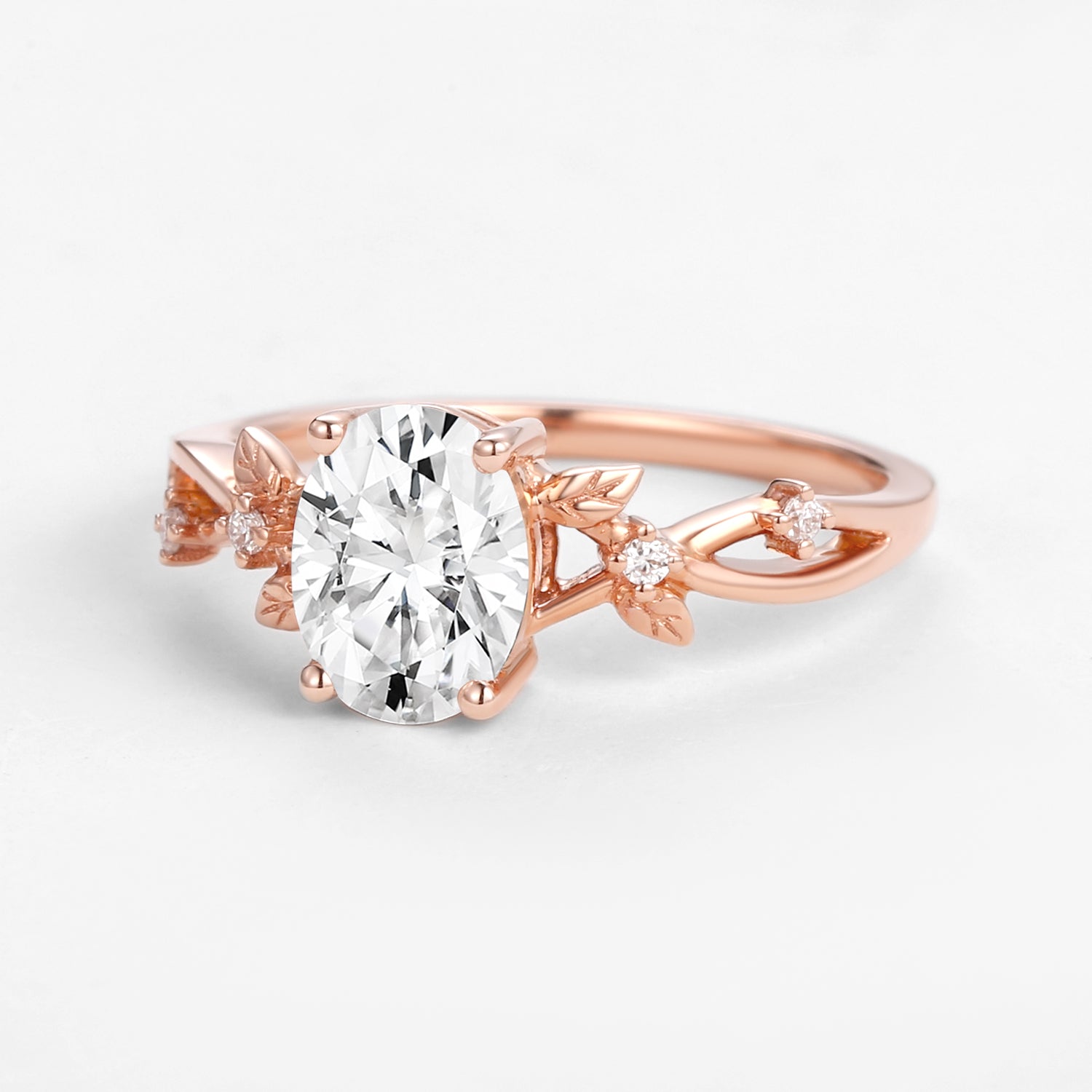 1.5ct Oval Cut Moissanite Leafy White Gold Ring for Women - Elegant Engagement Wedding Jewelry Gift for Her - Perfect for Anniversaries, Proposals & Special Occasions