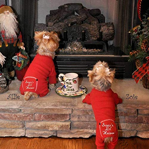 DOGGIE DESIGN Santa's Lil Helper Embroidered Dog Pajamas - X-Small | Christmas Pet Costume for Small Dogs | Perfect for Holiday Photos & Festive Gatherings