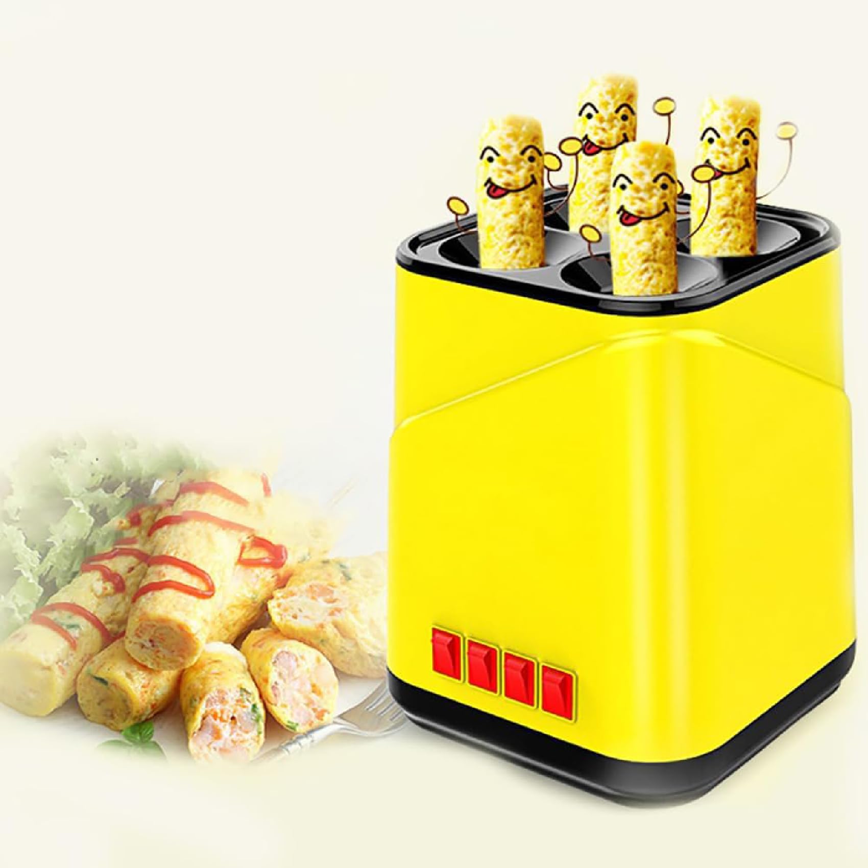 Electric Egg Roll Maker - 4 Tube Automatic Breakfast Machine for Omelette, Sausage & Egg Cups | Fast 7-Minute Cooking | Perfect Gift for Kids & Adults | Ideal for Home Breakfast, Quick Snacks & Party Food Prep