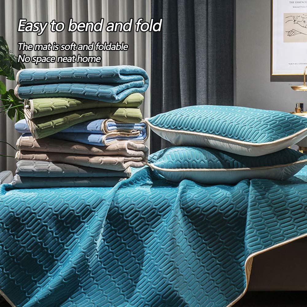 Cooling Mat with Pillowcase - Foldable Ice Silk Gel Pad for Summer | Chill Mattress Cover for Hot Sleepers | Portable & Comfortable Cooling Bed Accessory for Home, Office & Travel Use