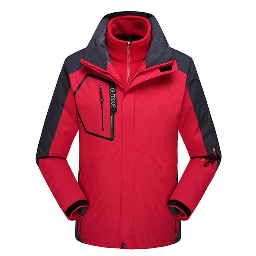CETLFM Men's 3-in-1 Waterproof Breathable Winter Jacket - Insulated Ski Jacket for Fishing, Mountaineering & Outdoor Activities (Red) - Perfect for Cold Weather Adventures and Snow Sports
