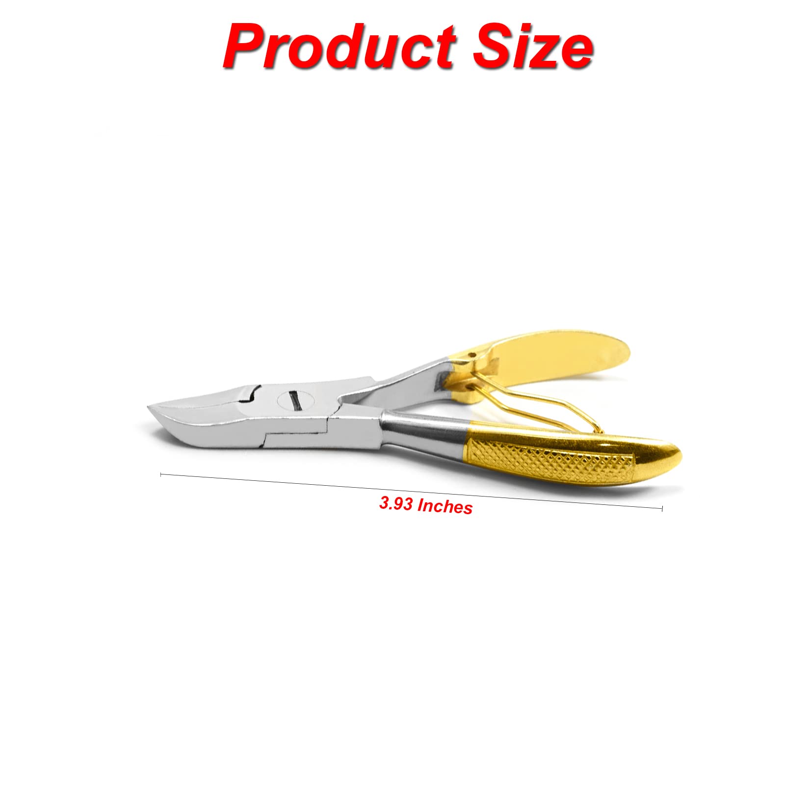 Professional Ingrown Toenail Clippers & Cutters Set - Straight & Curved Side Cutters, Cuticle Pusher & Skin Knife - 10cm Half Gold Design for Pedicure & Nail Care at Home or Salon