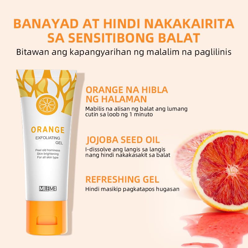 2 Pack Orange Exfoliating Gel for Face & Body - Deep Cleansing Scrub with Moisturizing Properties | Gentle Skin Renewal for Daily Skincare Routine & Spa Treatments