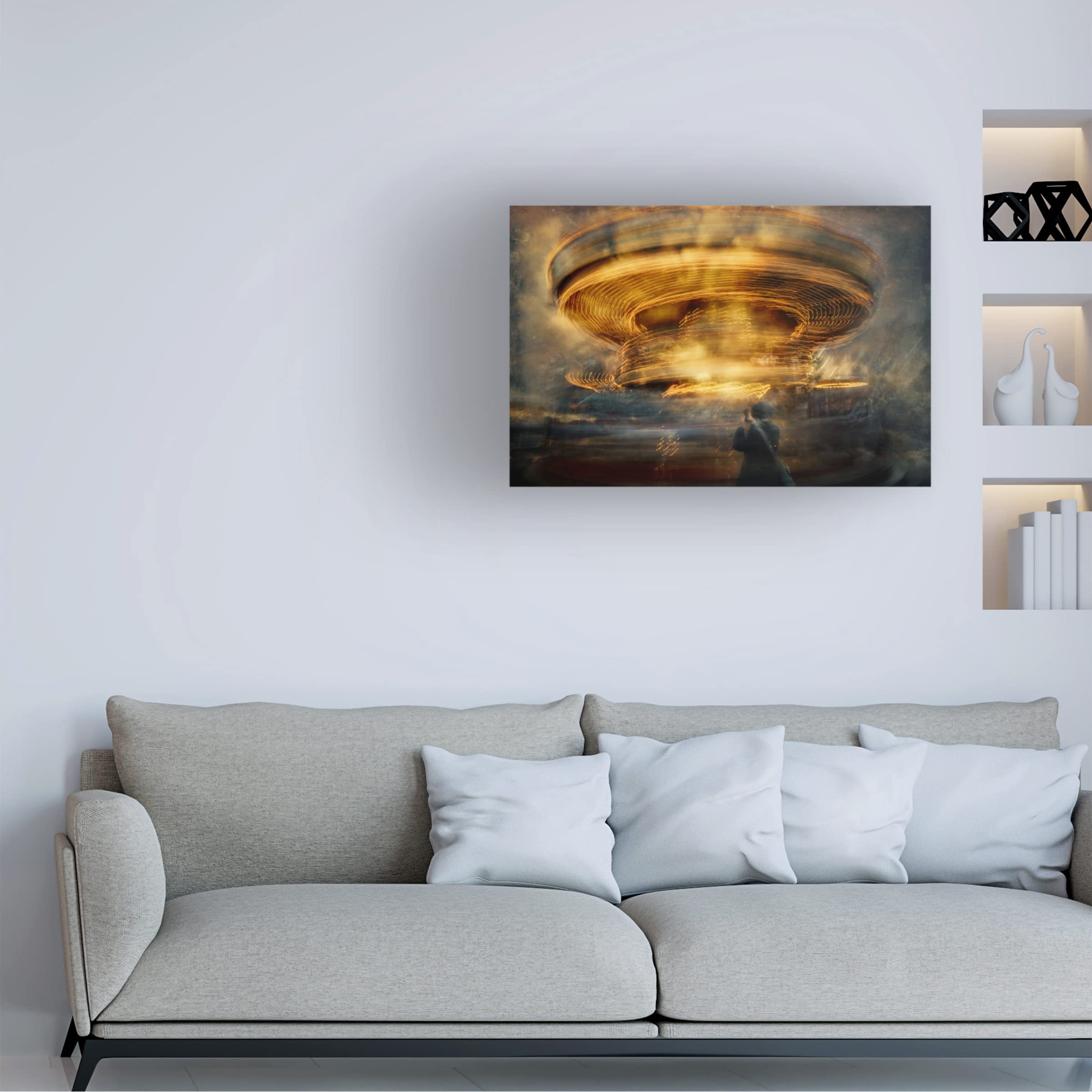 Trademark Fine Art 'Alone In The Universe' Canvas Wall Art Print by Heike Willers - Modern Space Themed Home Decor for Living Room, Bedroom & Office