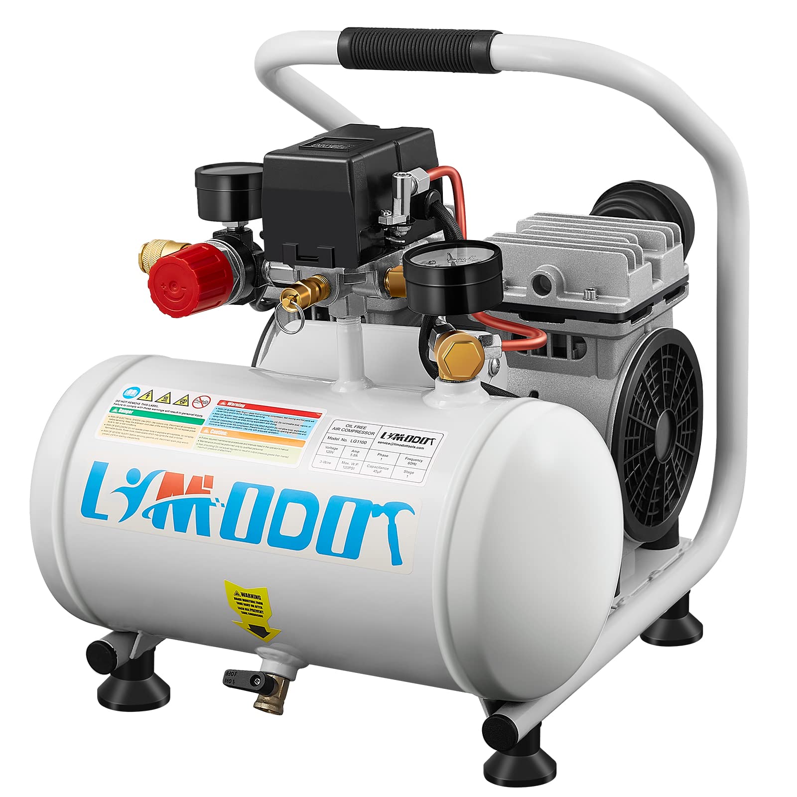 Ultra Quiet Portable Air Compressor 60dB - Electric & Silent for Car Tires, Bike Tires, Nail Guns, Pneumatic Tools - Perfect for Garage, Auto Shop & Mechanic Use (115V) - Ideal for Home Repairs, DIY Projects & Professional Workshops