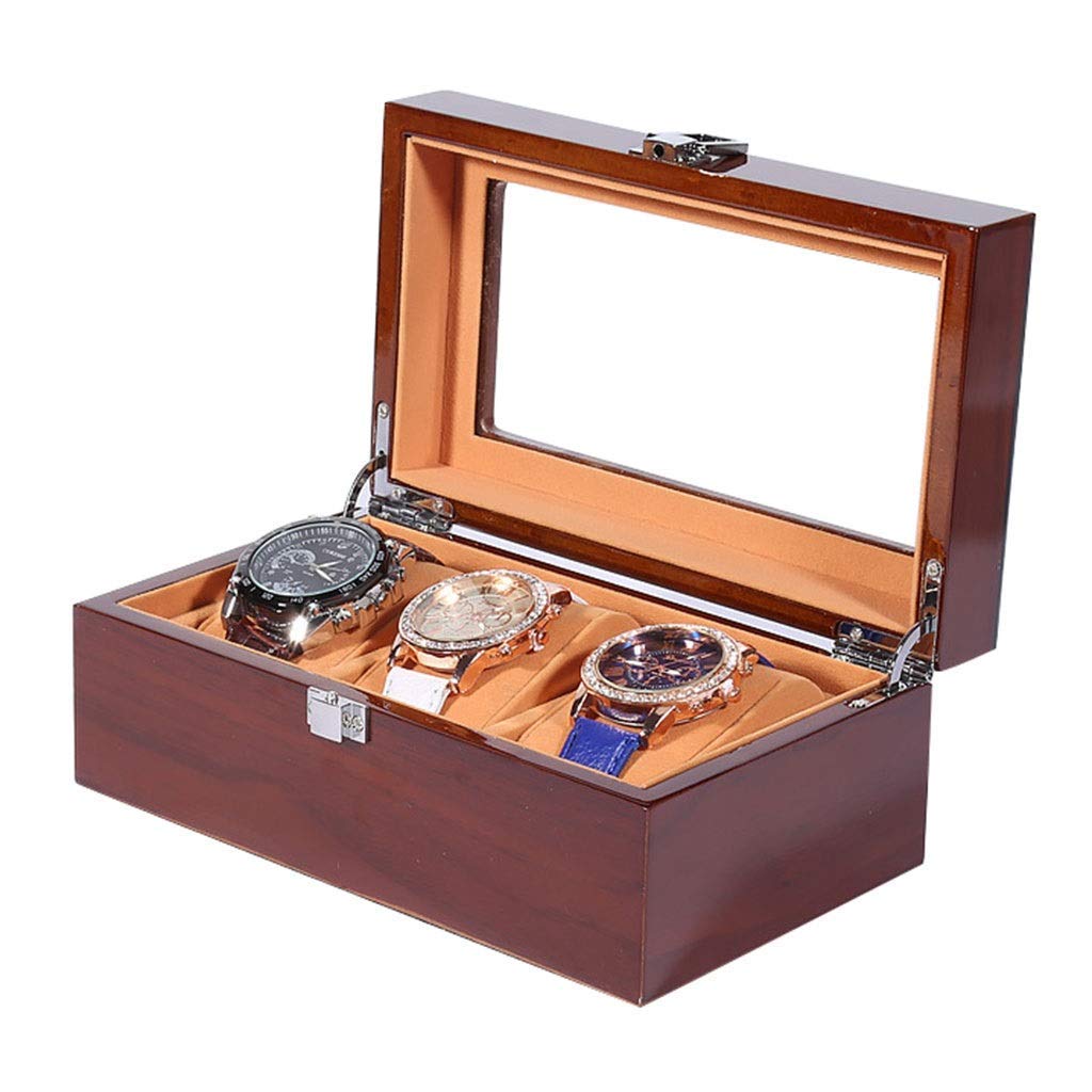 Wooden Watch Storage Box with PU Leather & Lockable Metal Buckle - 3/5/6/8/12 Grids Watch Organizer Case for Jewelry Collection & Display | Perfect for Travel, Home Decor, and Gift Giving