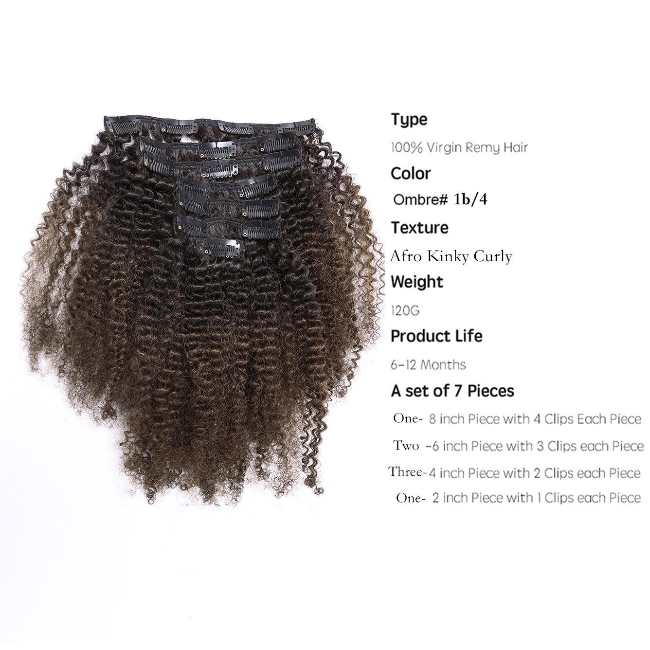 Afro Kinky Curly Clip-in Hair Extensions 10 Inch - 100% Remy Human Hair 4B 4C Natural Black (120g, 17 Clips, T#1B/4AC) for Full Head Volume | Perfect for Protective Styles, Weddings & Daily Wear