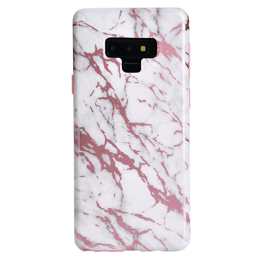 Pink Chrome White Marble Samsung Galaxy Phone Case - Trendy Protective Cover for Everyday Use & Fashion Accessory