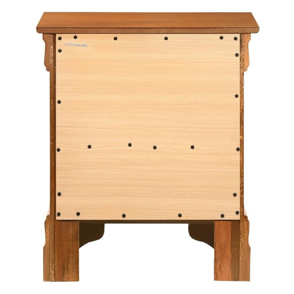 Glory Furniture Louis Phillipe 2 Drawer Oak Nightstand - Solid Wood Bedside Table for Bedroom, Living Room & Guest Room Decor