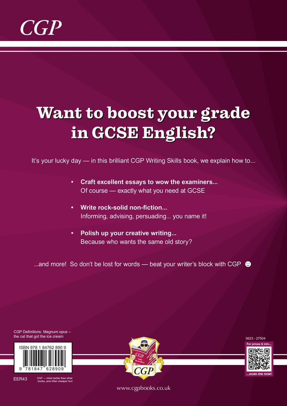 GCSE English Writing Skills Revision Guide with Online Edition - 2025 & 2026 Exam Prep | CGP GCSE English Study Book | Perfect for Home Learning & Classroom Use