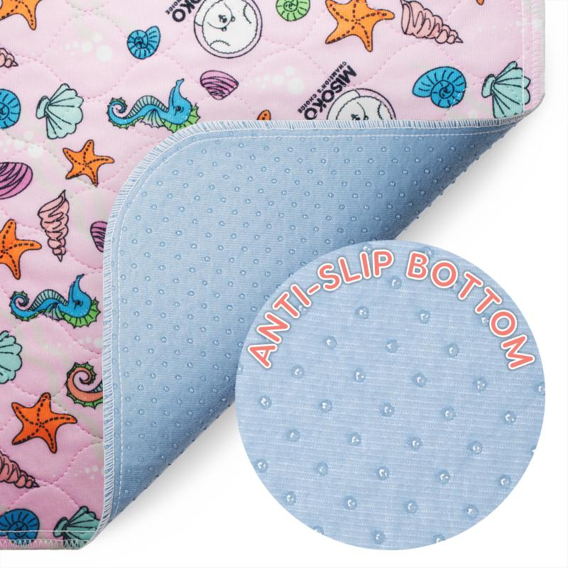 Misoko Reusable Pet Pads with Seahorse Design, Pink Washable Pads, 2-Pack for Dogs & Cats - Perfect for Crate Training, Bedding & Travel