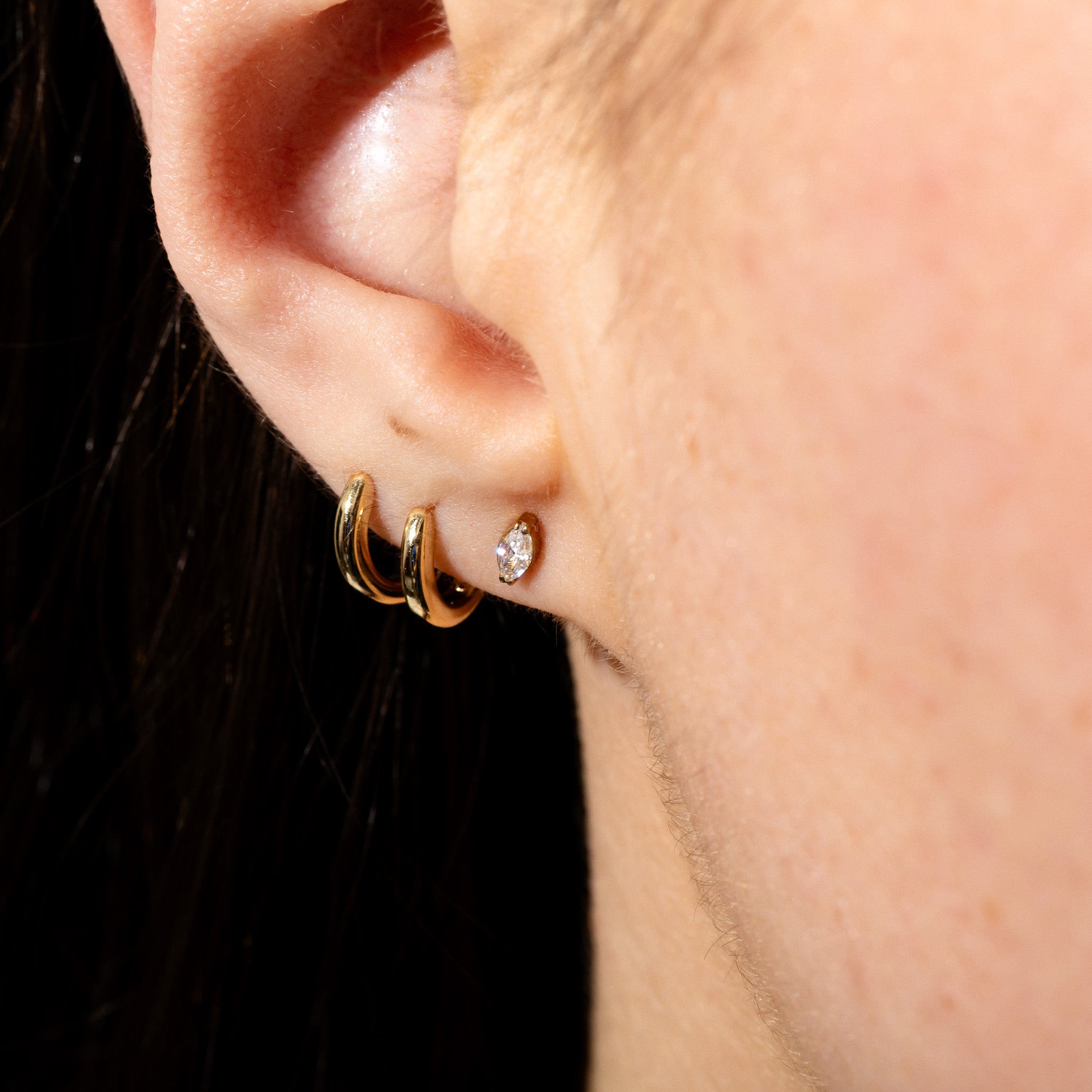 Marquise Flat Back Stud Earrings for Women – Elegant CZ Crystal Rhinestone Ear Studs for Daily Wear & Special Occasions